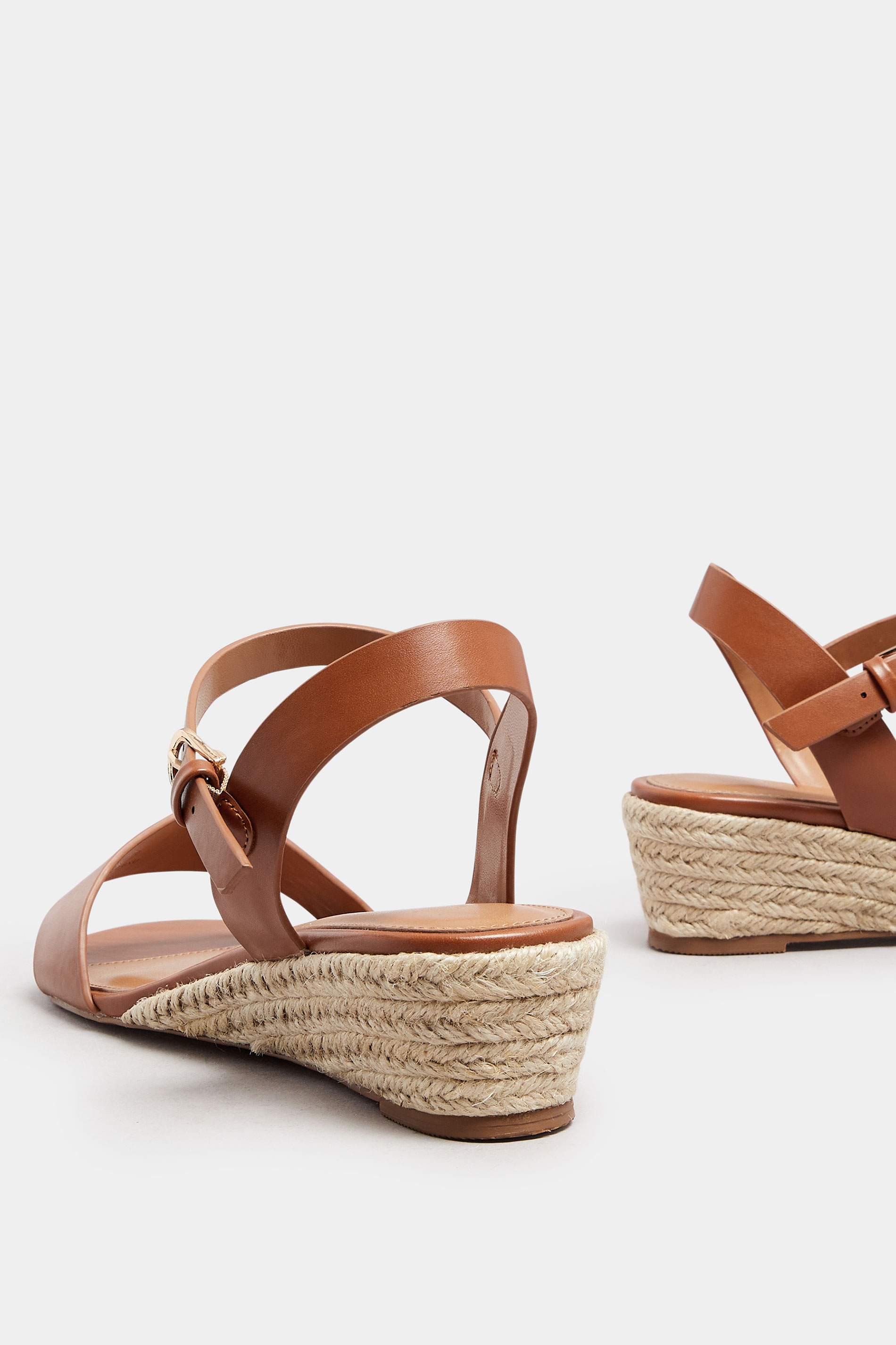 LTS Tan Brown Rope Wedge Sandals In Standard Fit | Long Tall Sally 4