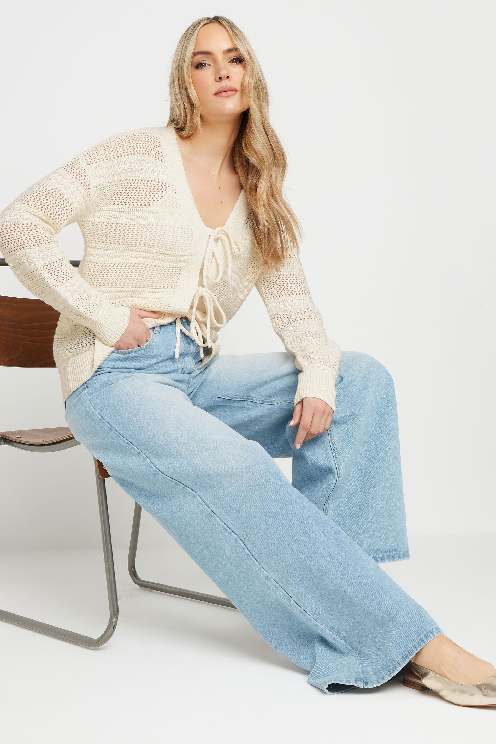 LTS Tall Ivory White Knit Tie Front Cardigan | Long Tall Sally 3