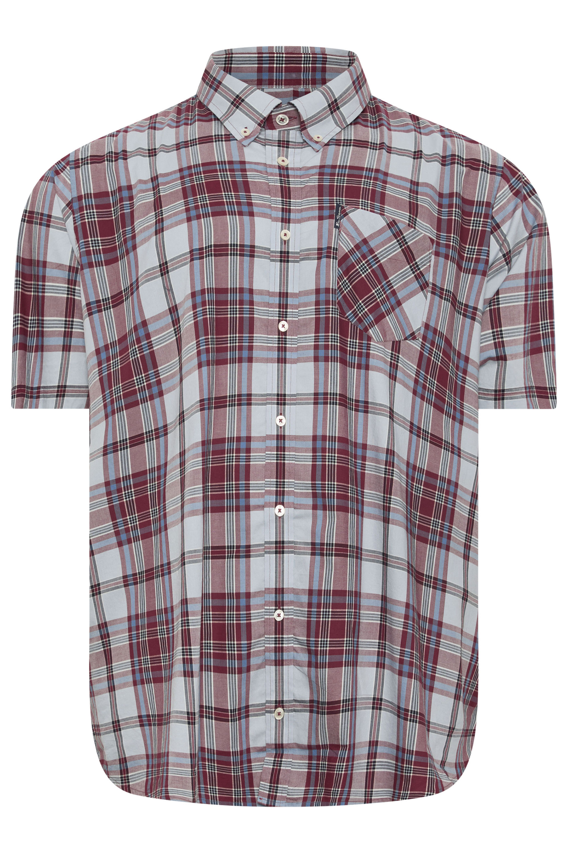 BEN SHERMAN Big & Tall Light Blue Check Print Shirt | BadRhino 2