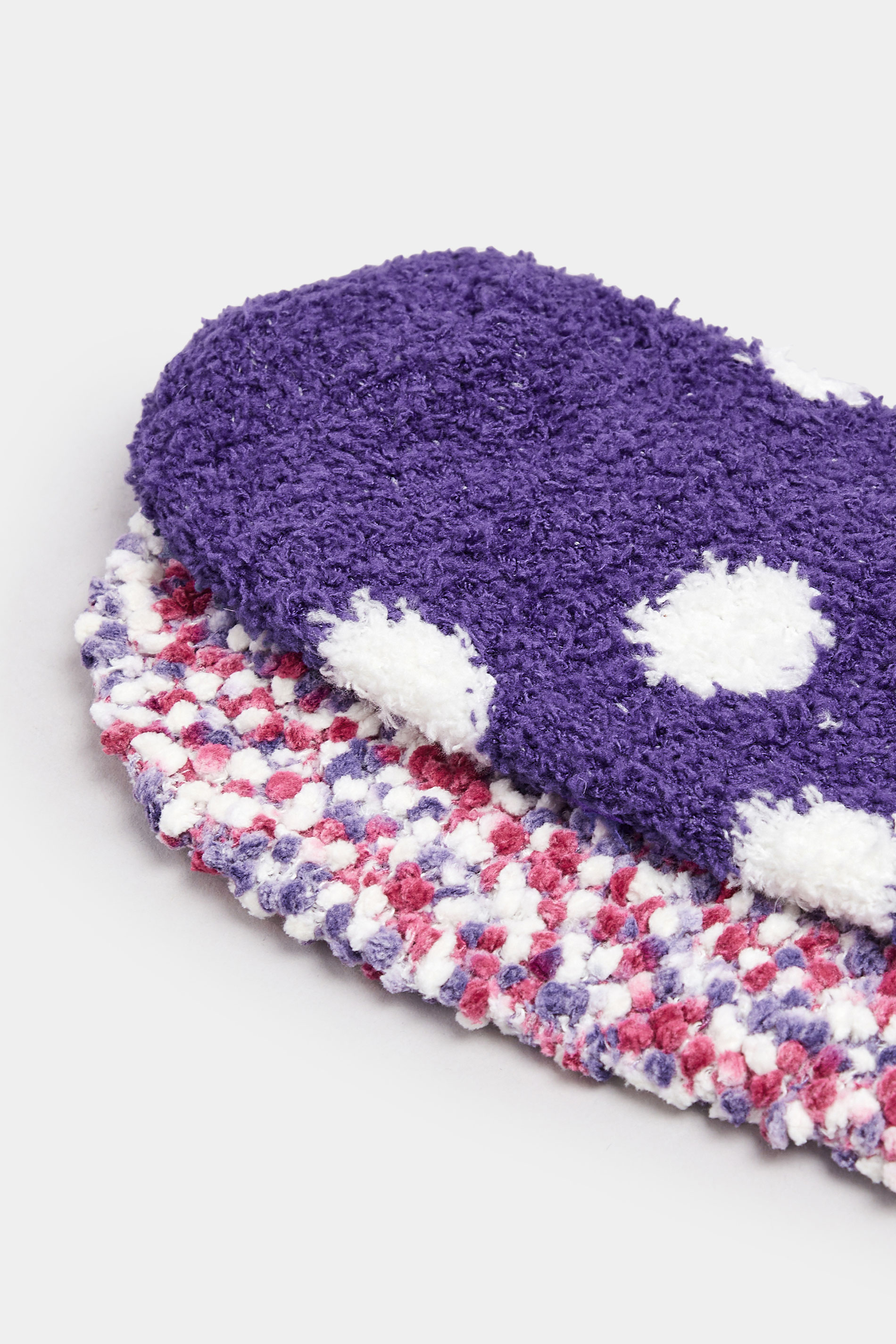 2 PACK Purple Fleece Ankle Socks | Yours Clothing 4