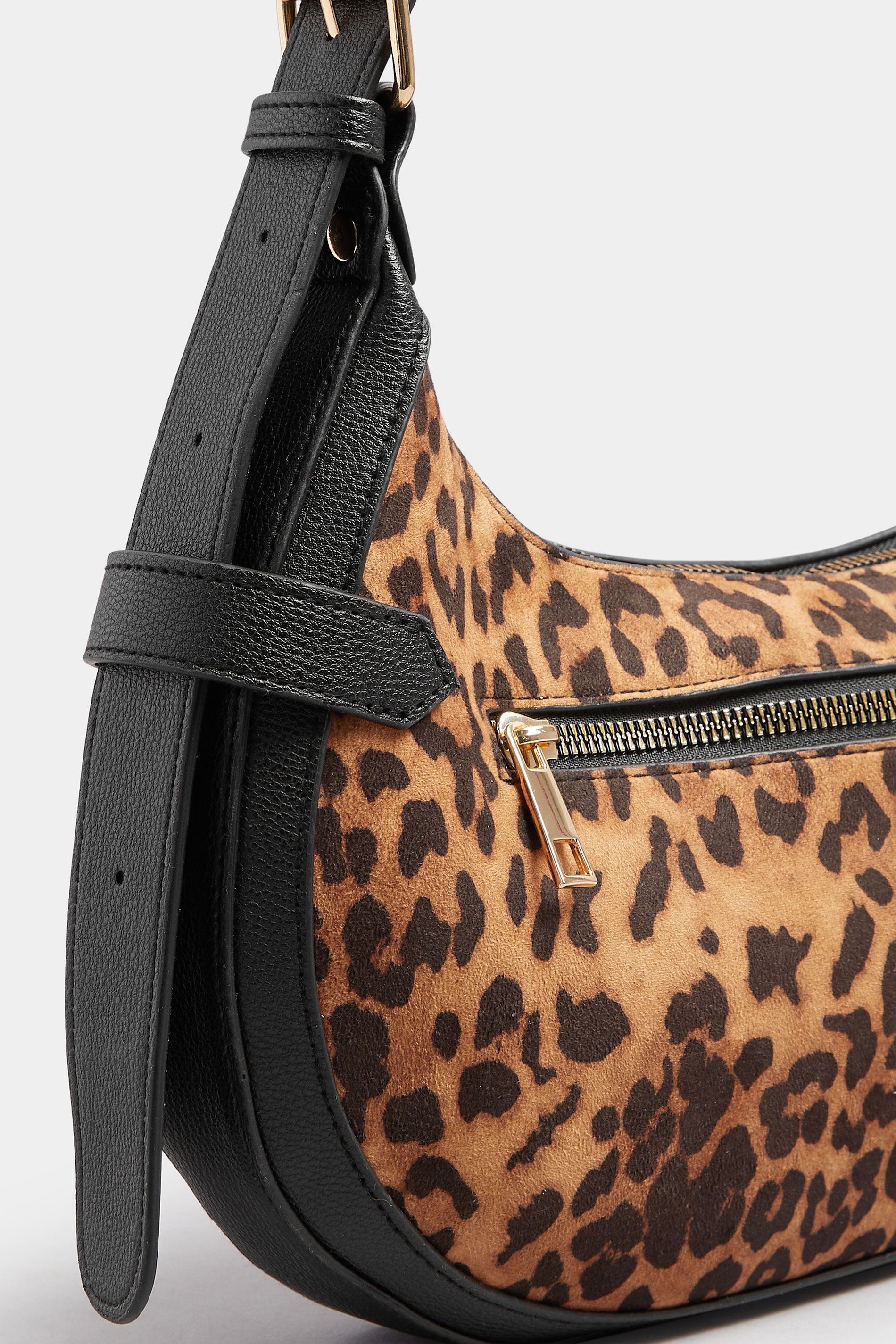 Brown Faux Suede Leopard Buckle Shoulder Bag | Yours Clothing 4