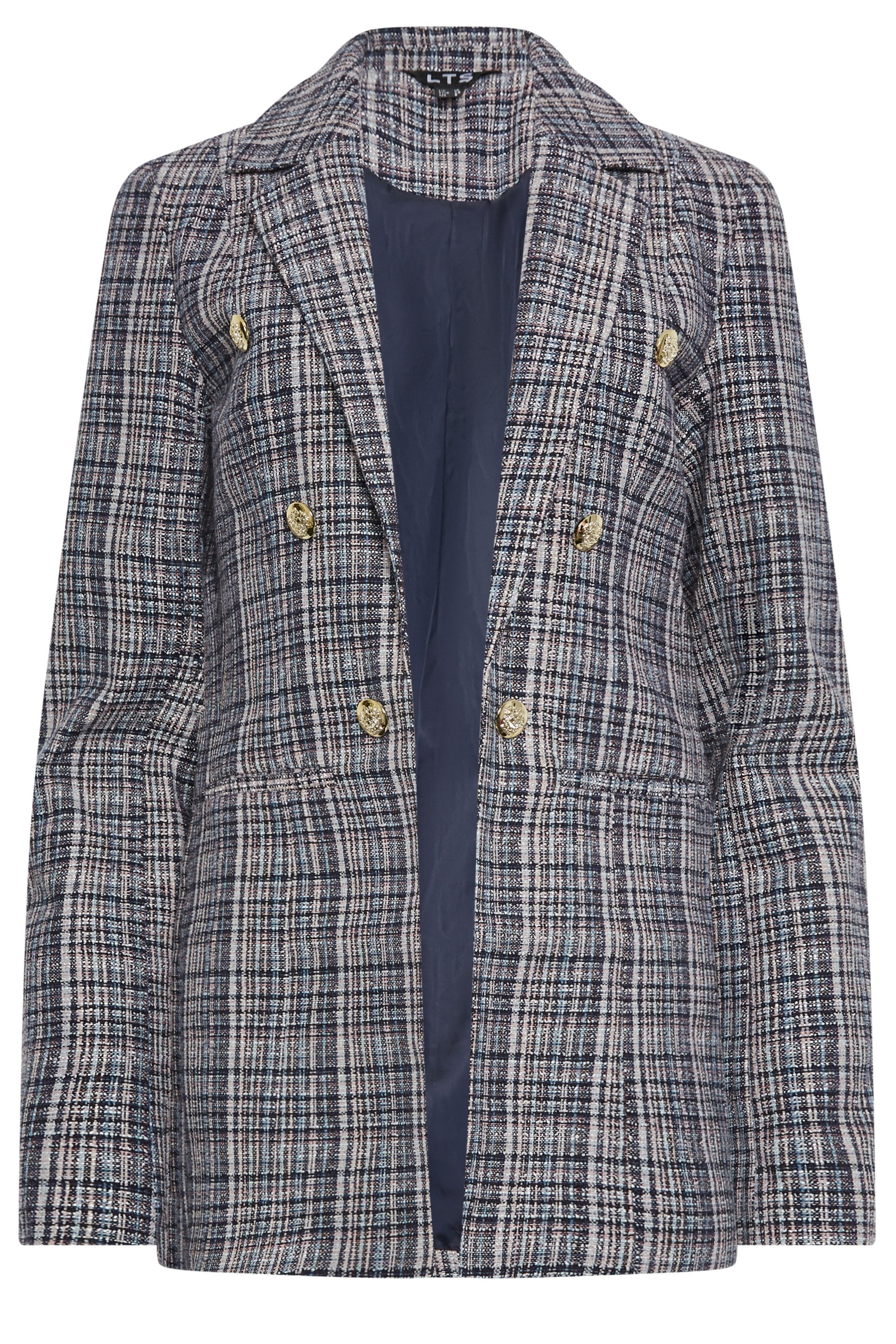 LTS Tall Womens Grey Boucle Button Detail Blazer | Long Tall Sally  6