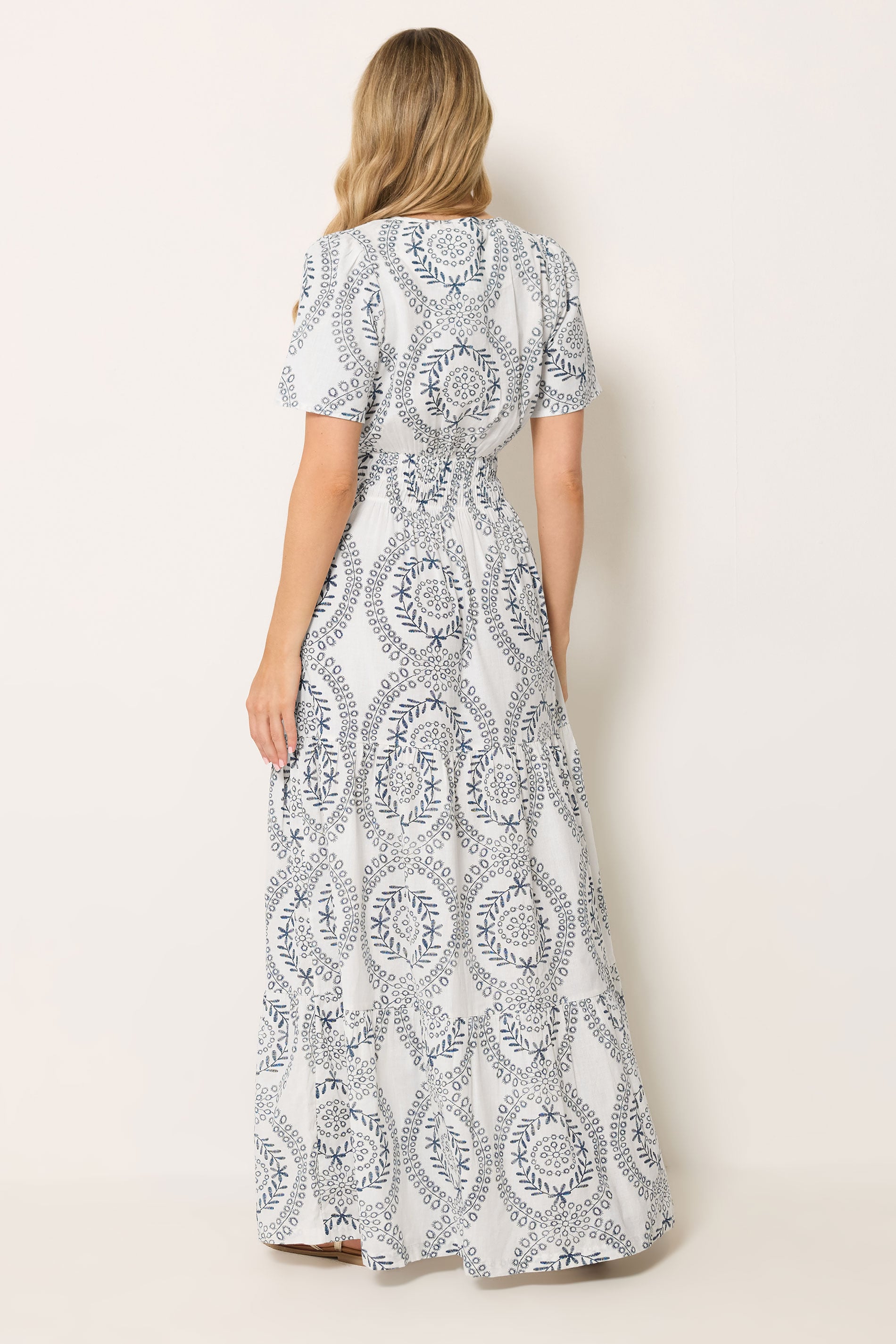 LTS Tall Women's Navy & White Leaf Print Linen Maxi Dress | Long Tall Sally 2