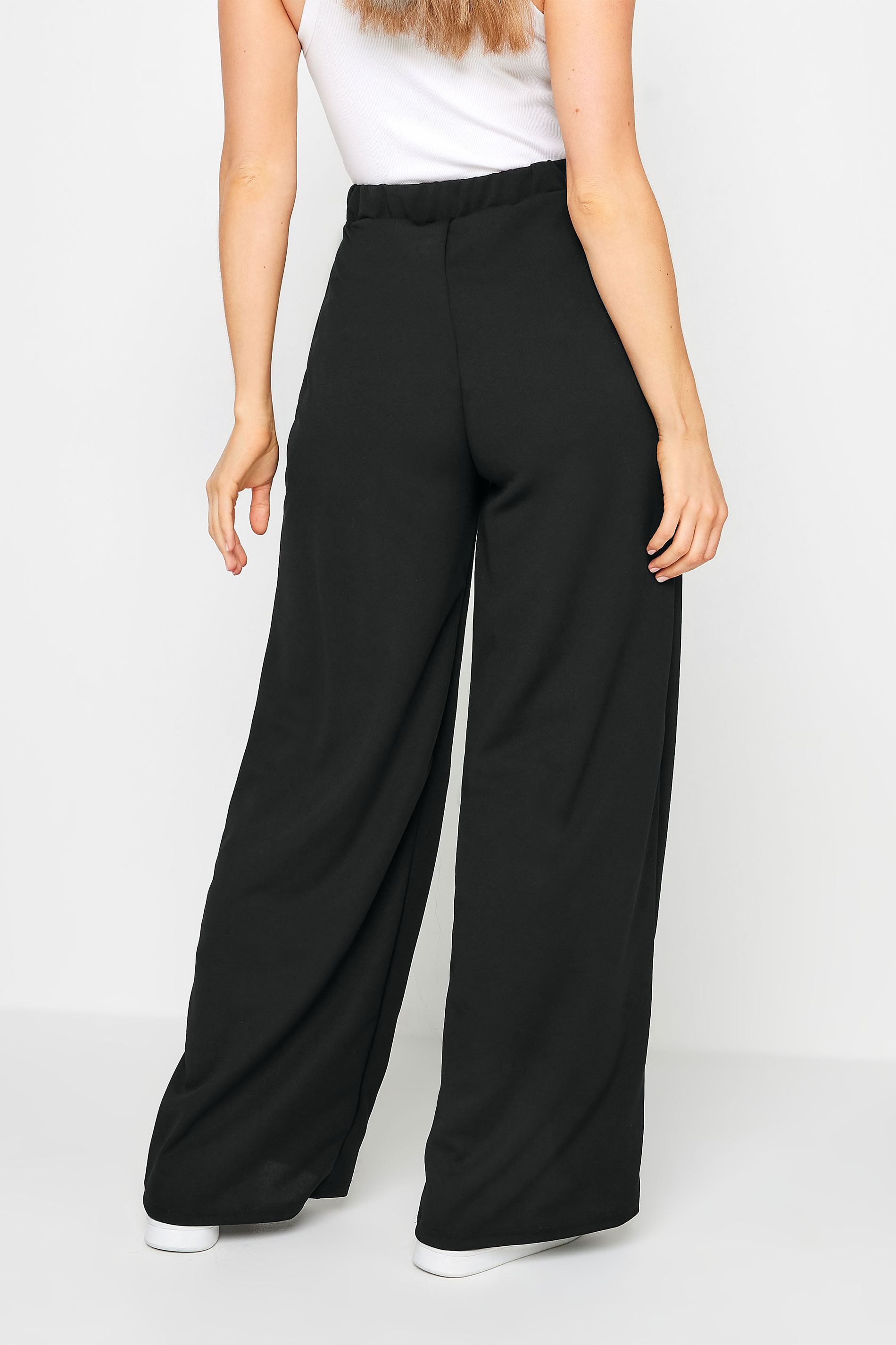 LTS Tall Womens Black Contrast Pipe Detail Wide Leg Trousers | Long Tall Sally 3