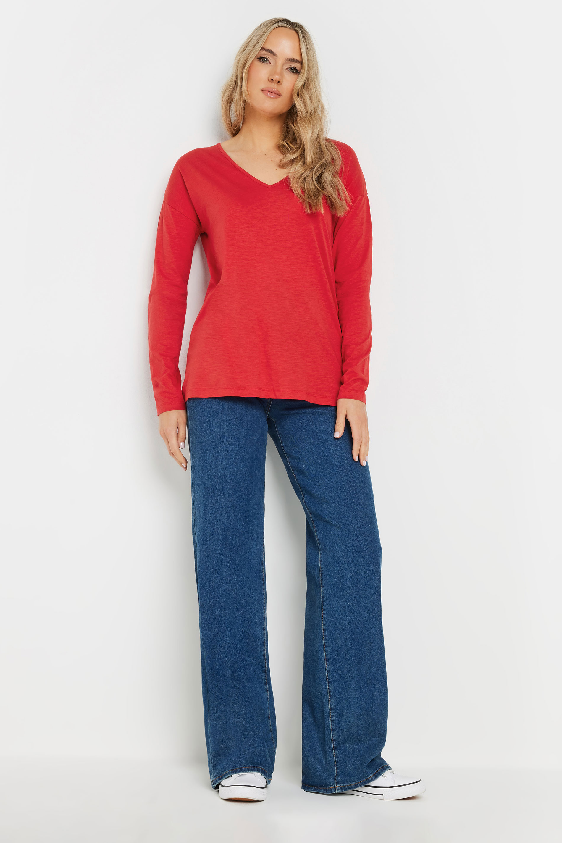 LTS Tall 3 PACK Red, Navy Blue & White V-Neck T-Shirts | Long Tall Sally 3