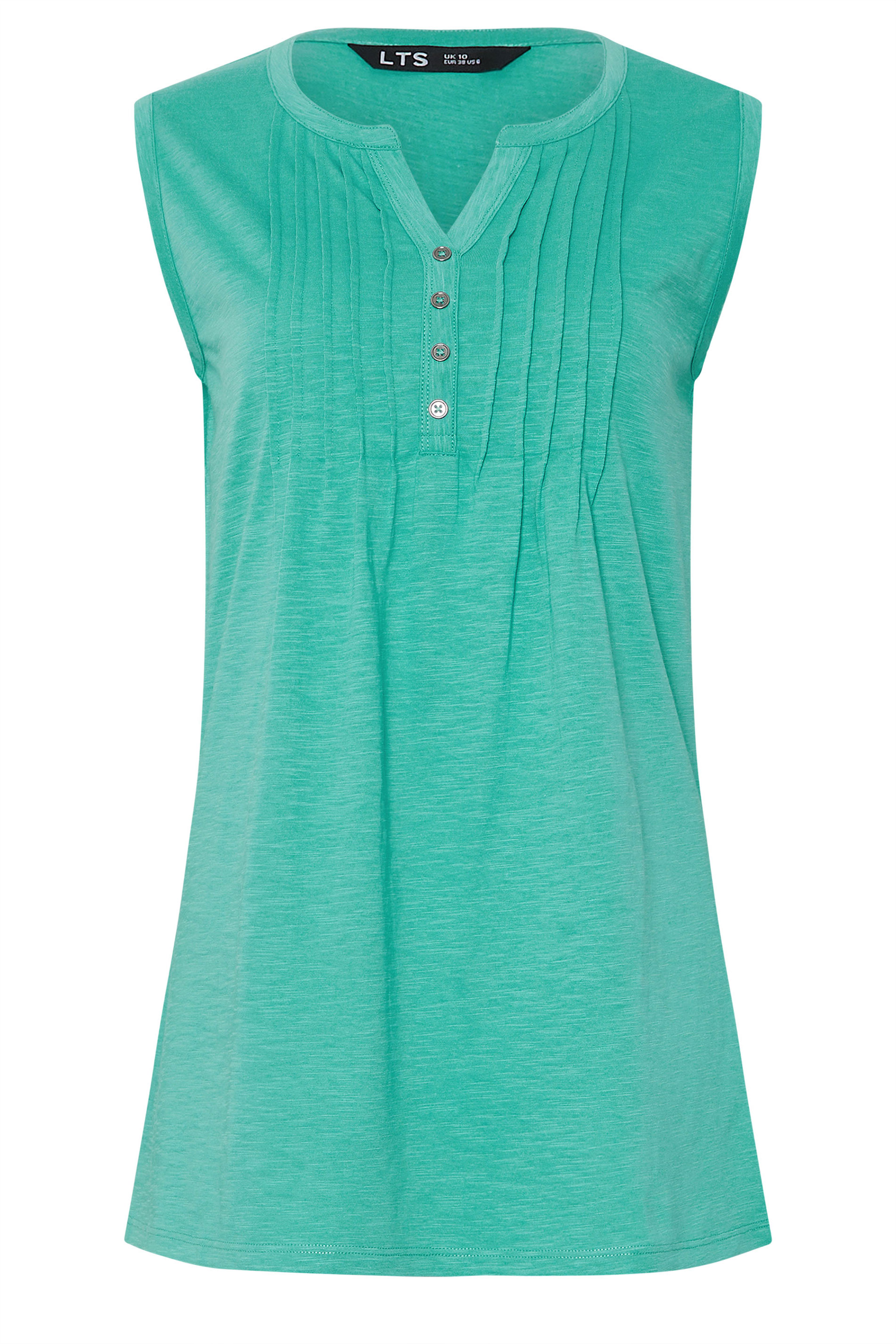 LTS Tall 2 PACK Turquoise Green & White Henley Vest Tops | Long Tall Sally 8