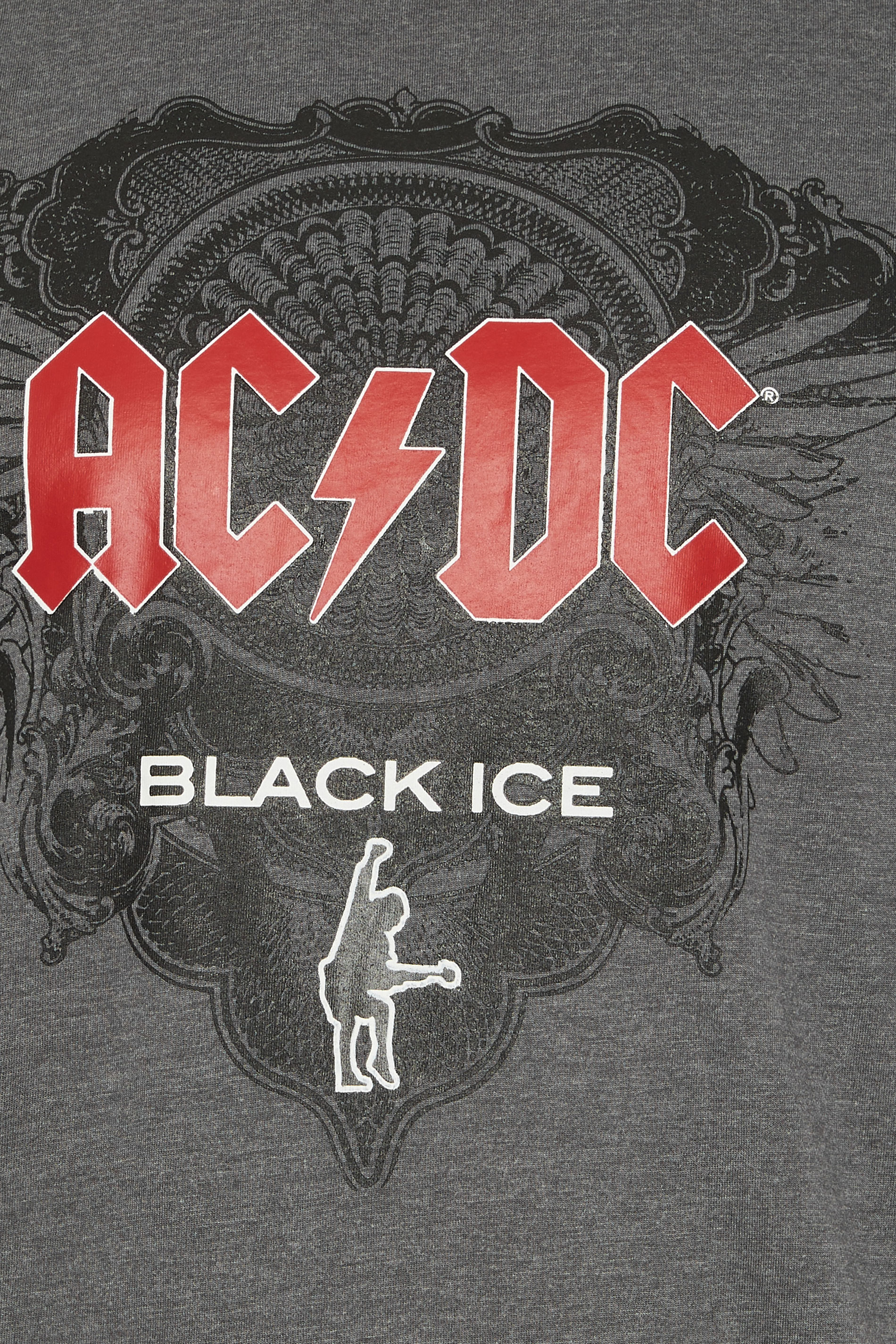 D555 Big & Tall Charcoal Grey Marl ACDC 'Black Ice' Graphic Print T-Shirt | BadRhino 5