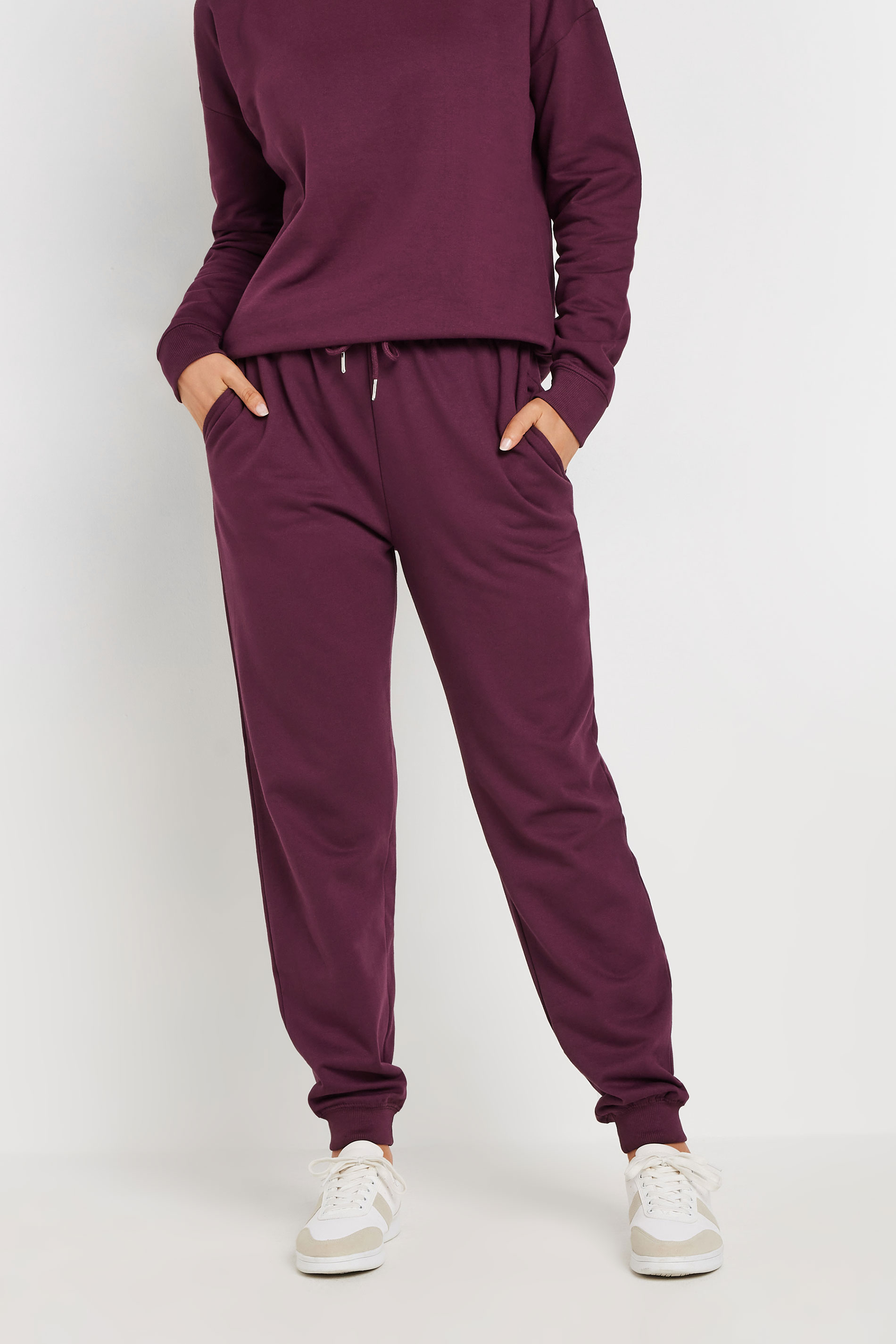 LTS Tall Burgundy Red Cuffed Joggers | Long Tall Sally 3