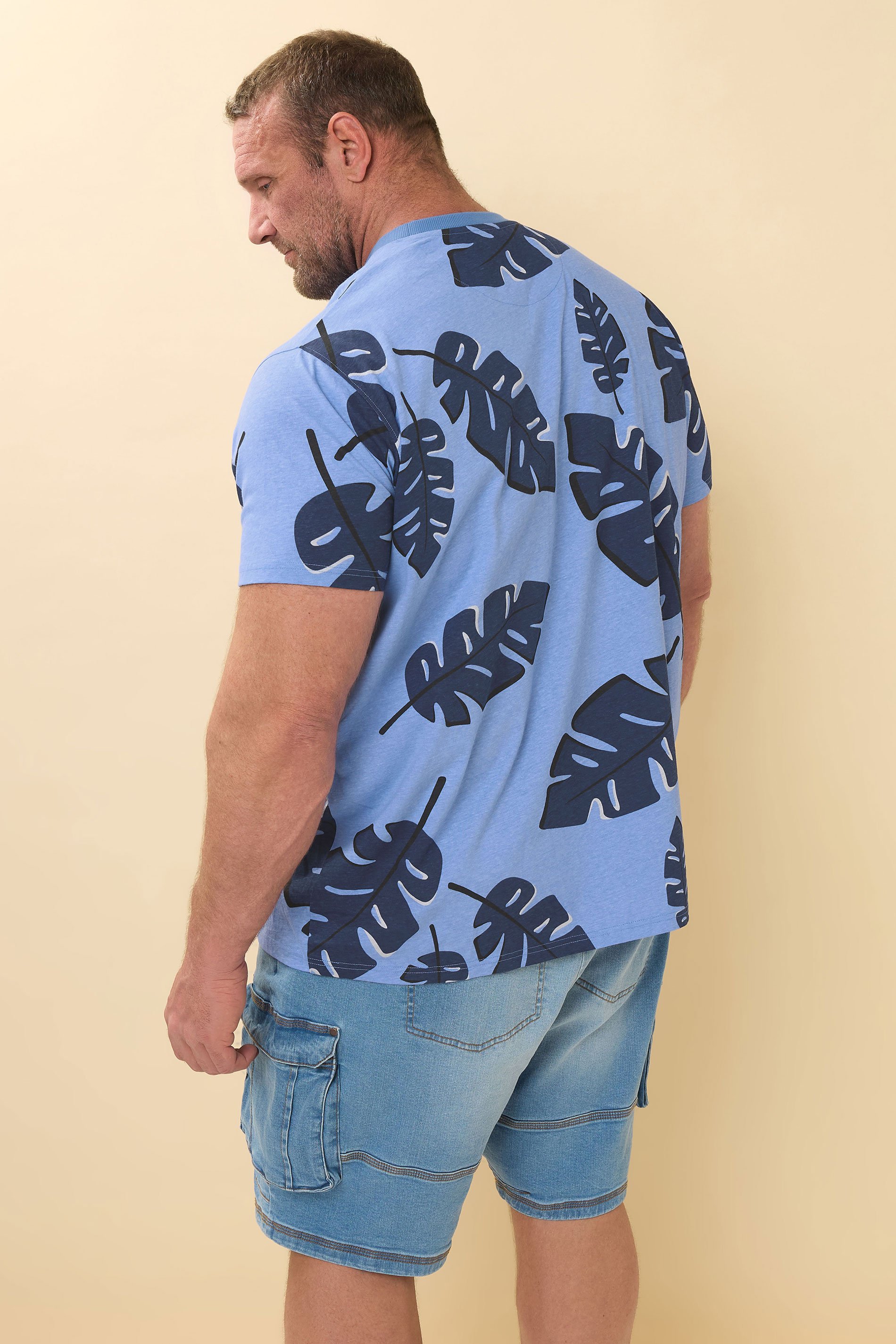 BadRhino Big & Tall Blue Palm Print Short Sleeve T-Shirt | BadRhino 5