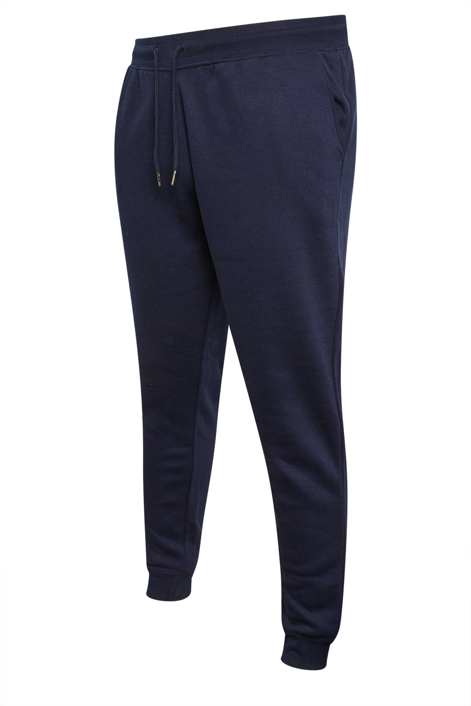 D555 Big & Tall Navy Blue Cuffed Joggers | BadRhino  5