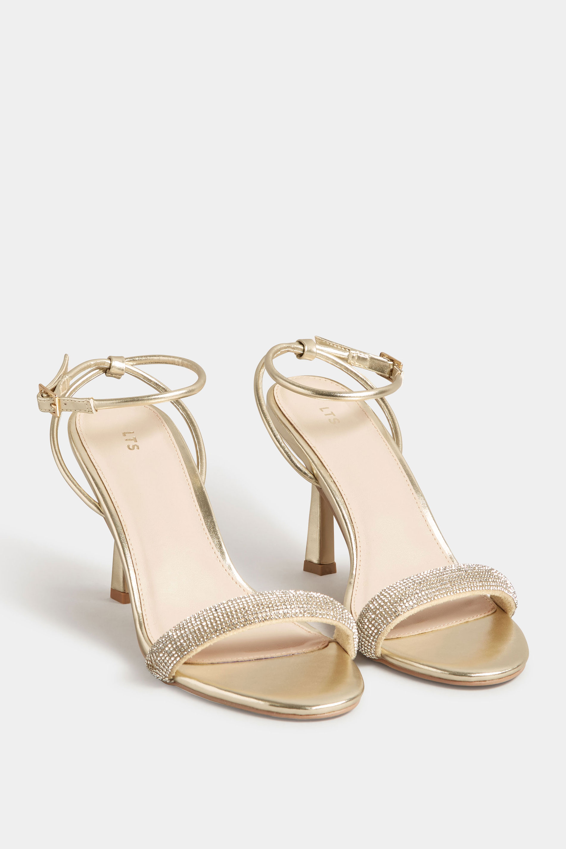 LTS Gold Diamante Heel Sandal in Standard Fit | Long Tall Sally 2