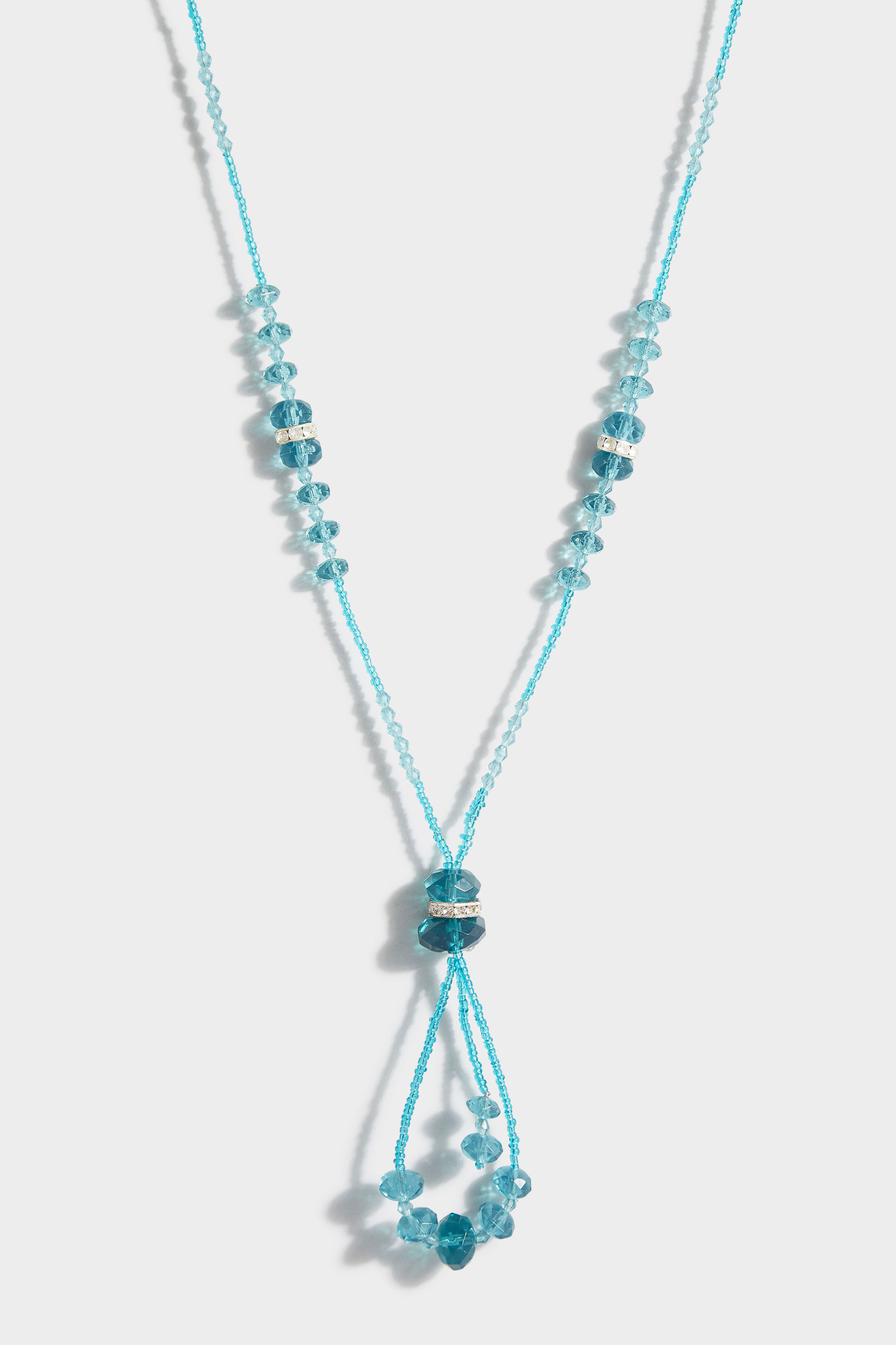 Turquoise Blue Beaded Necklace | Yours Clothing 2