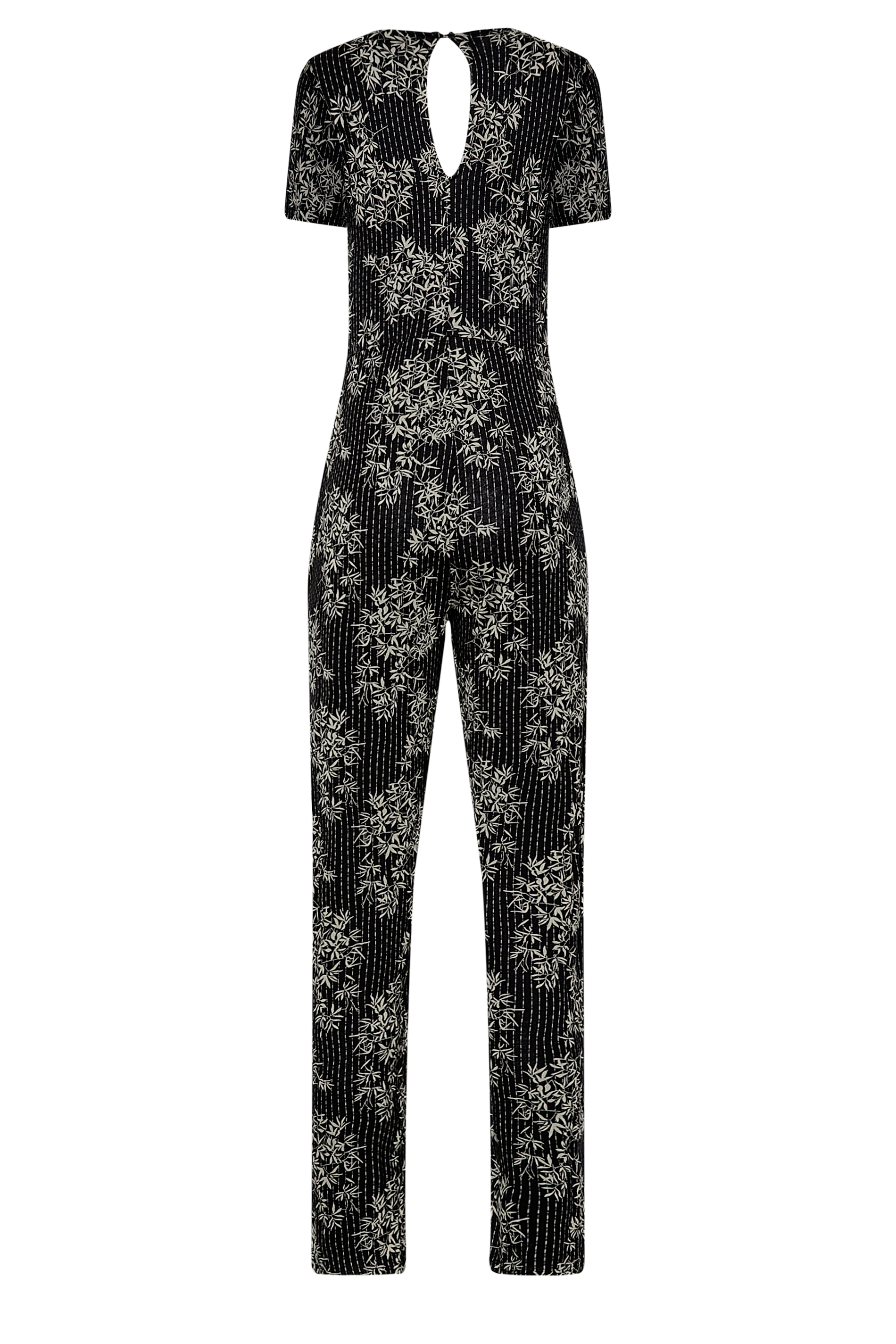 LTS Tall Women's Black Stripe Leaf Print Jumpsuit | Long Tall Sally 7