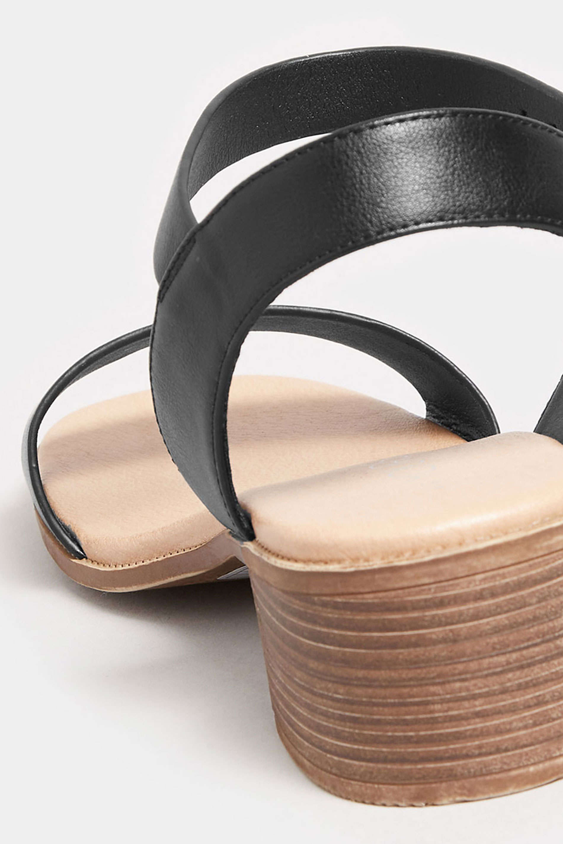 Black Strappy Low Heel Sandals In Extra Wide EEE Fit | Yours Clothing  4