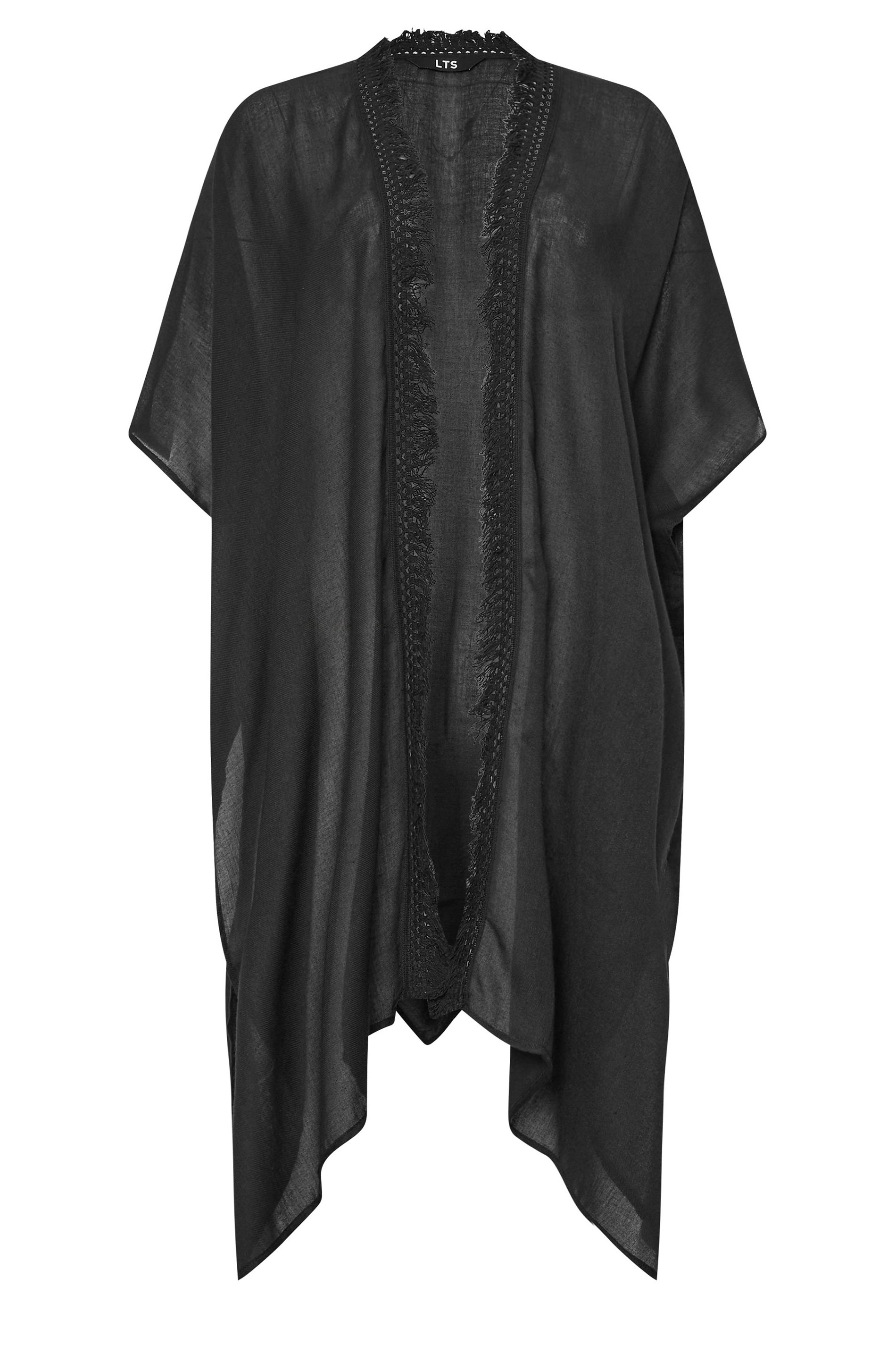 LTS Tall Black Woven Tassel Trim Kaftan | Long Tall Sally 7