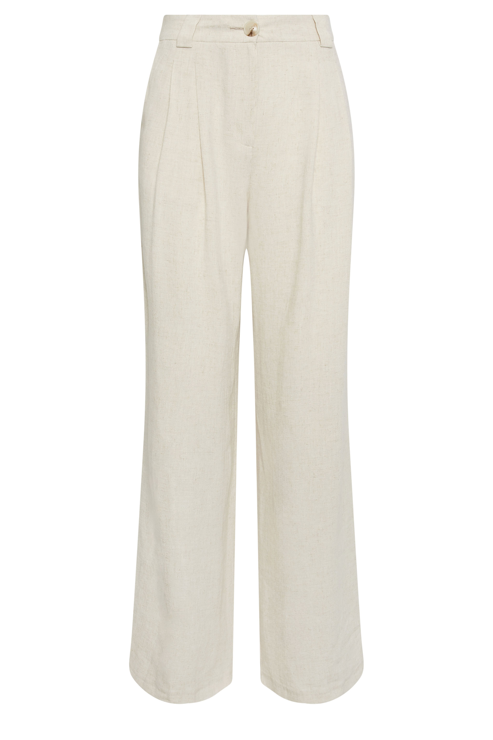LTS Tall Womens Cream Linen Wide Leg Trousers | Long Tall Sally 6
