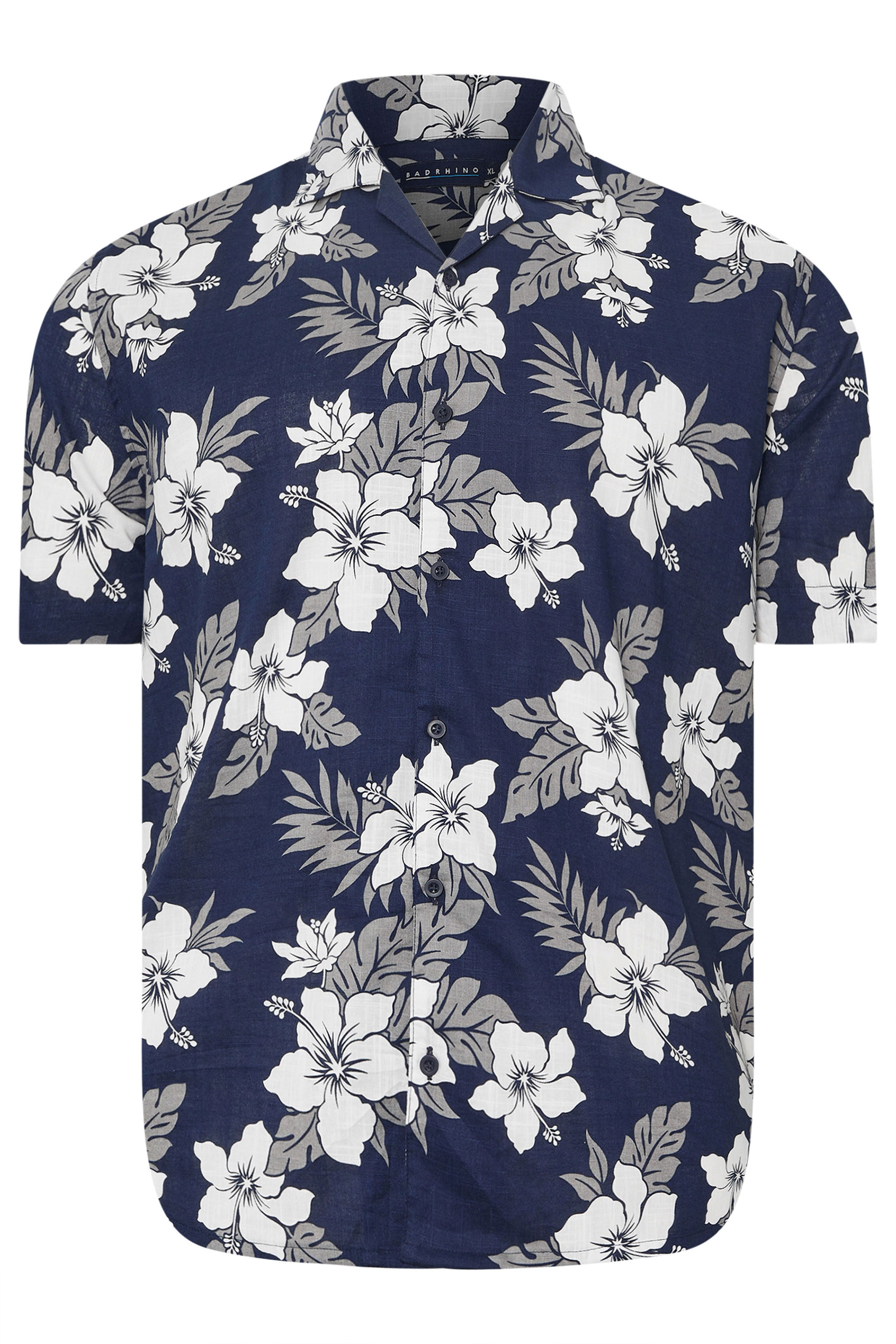 BadRhino Big & Tall Rust Orange & Navy Blue Leaf Print Shirt | BadRhino 6