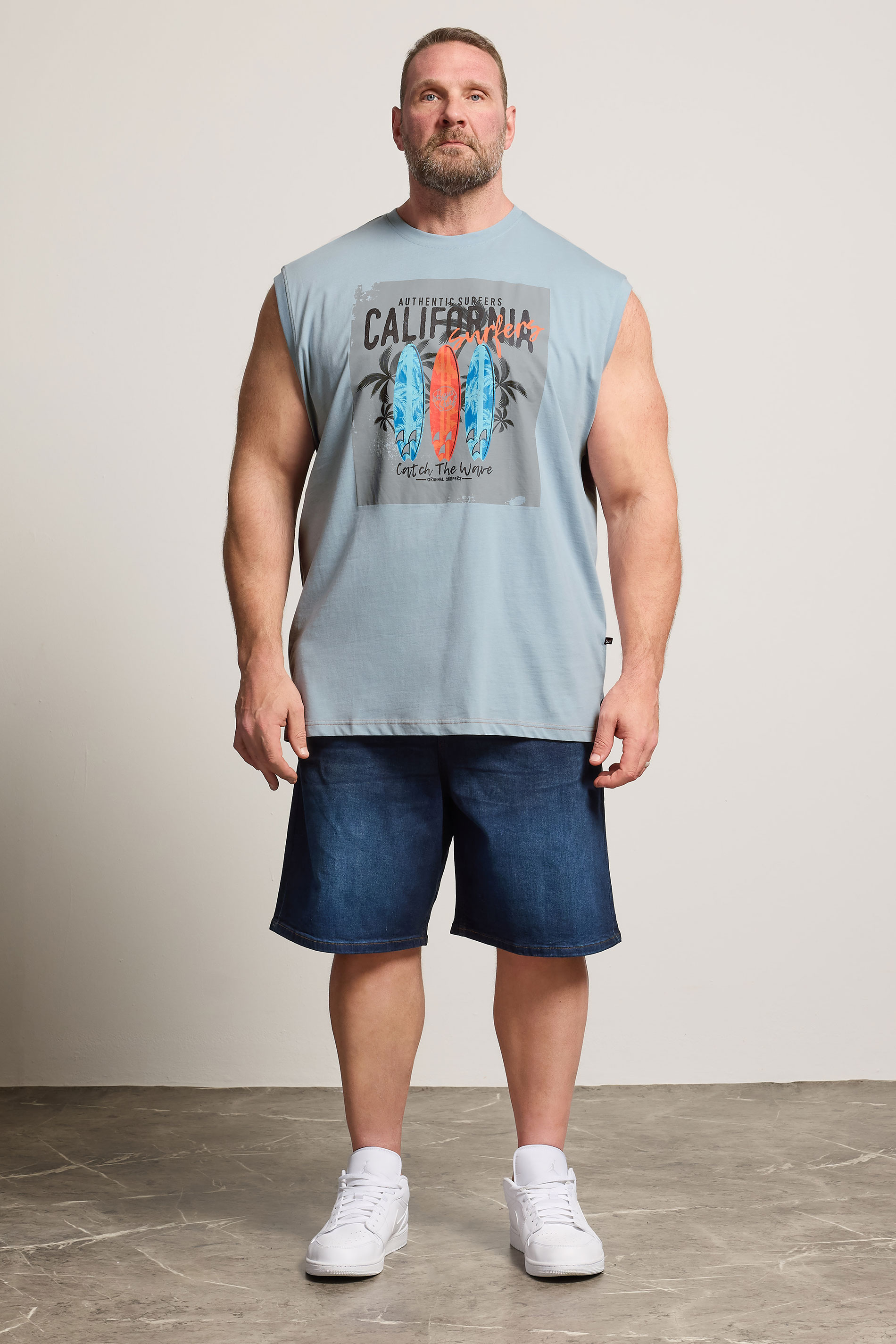 KAM Big & Tall Blue Cali Surf Print Muscle Vest | BadRhino 1