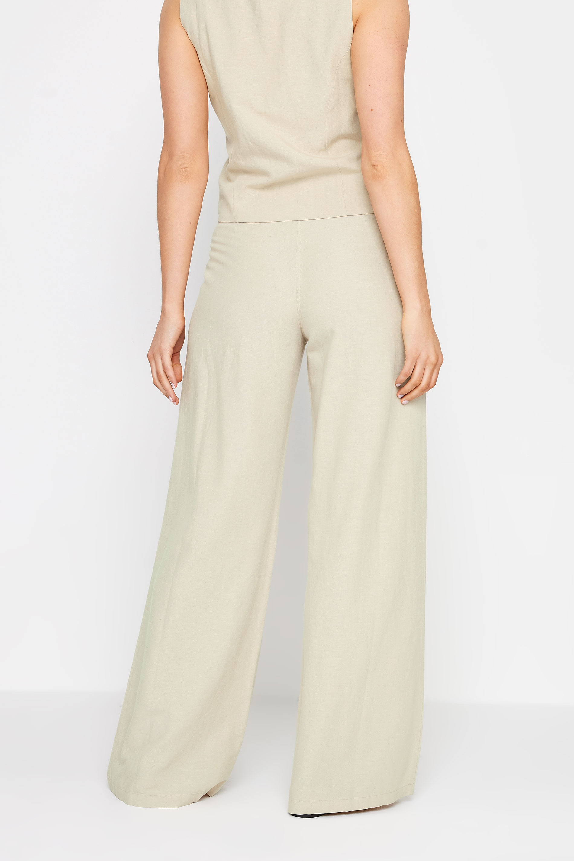 LTS Tall Women's Stone Brown Linen Wide Leg Trousers | Long Tall Sally 4