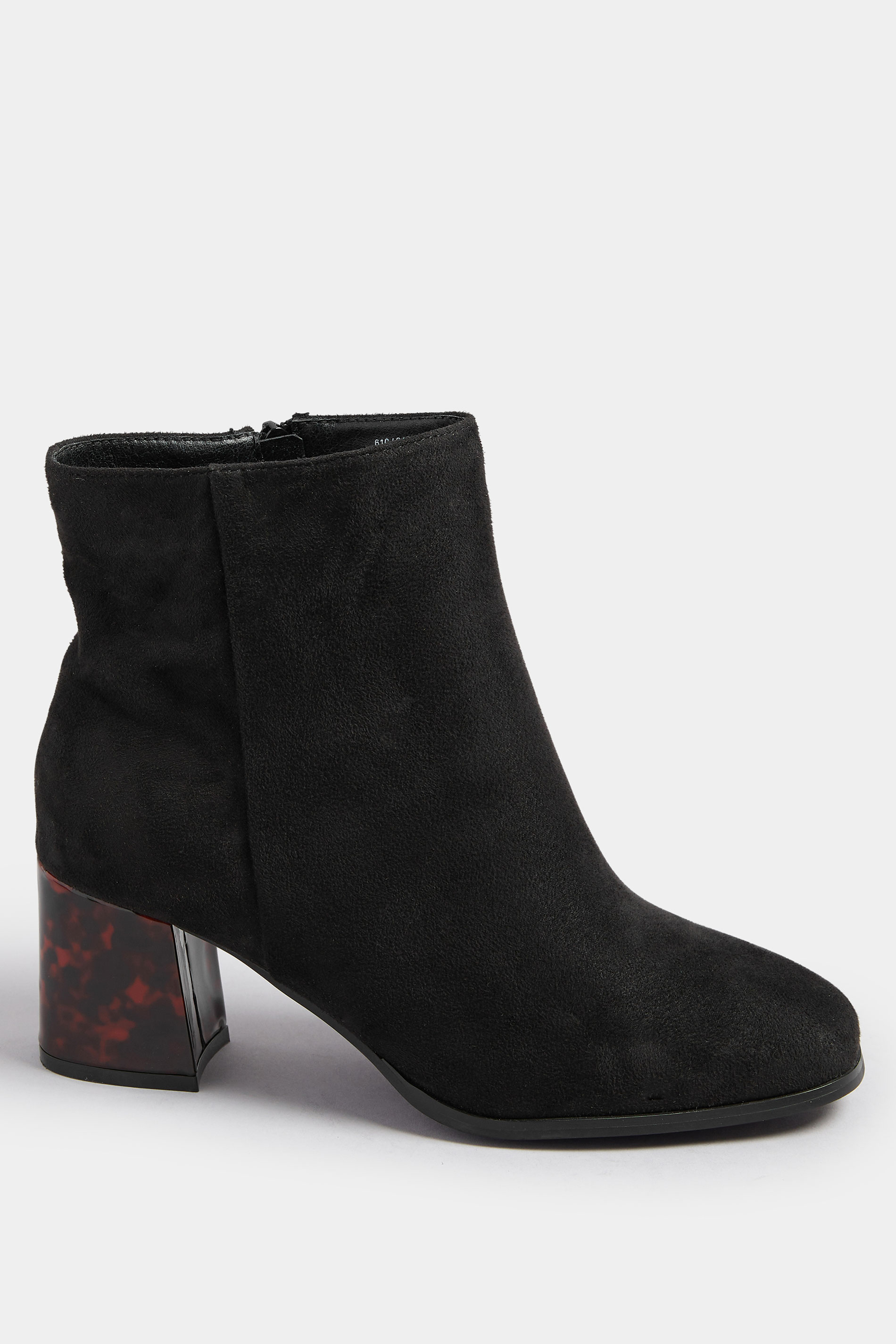 Black Tortoiseshell Block Heel Boots In Extra Wide EEE Fit | Yours Clothing 3