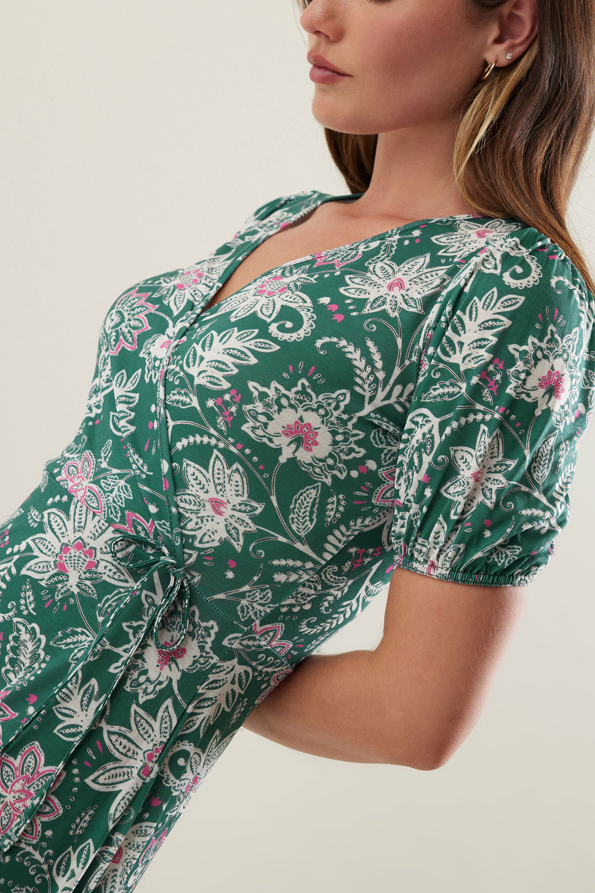 LTS Tall Green Floral Paisley Print Wrap Maxi Dress | Long Tall Sally 5