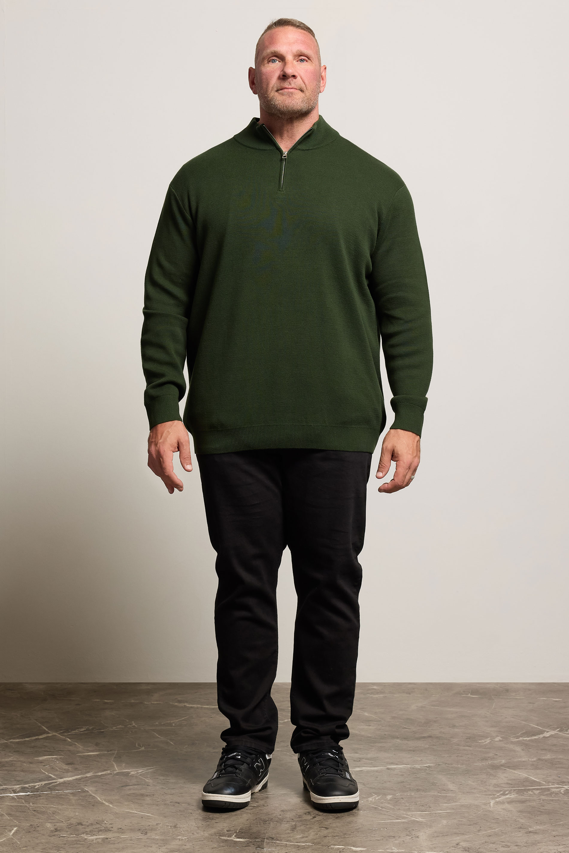 BadRhino Big & Tall Dark Green Milano Quarter Zip Jumper | BadRhino 2