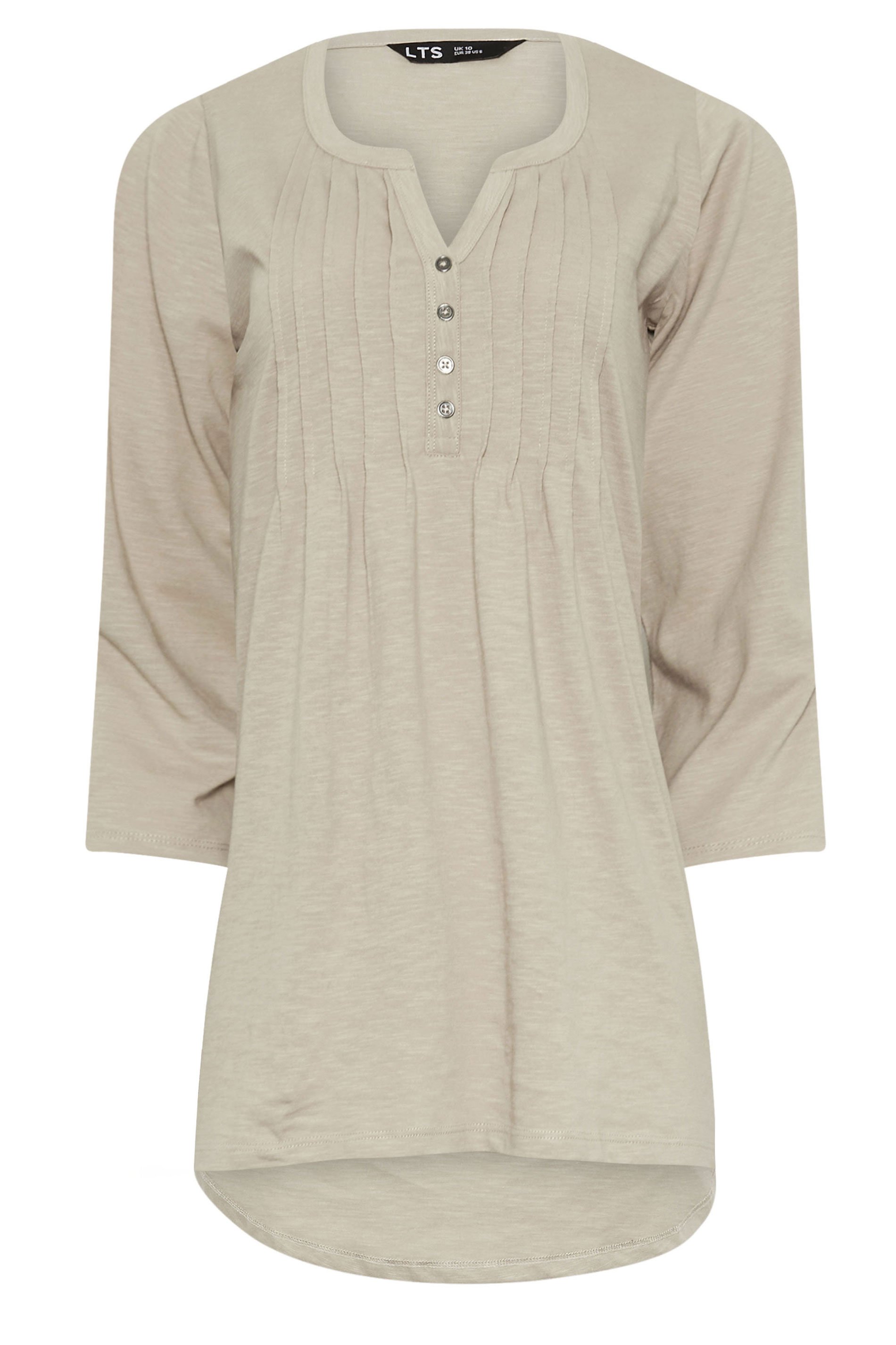 LTS Tall 2 PACK Beige Brown & Blue Henley Tops | Long Tall Sally 9