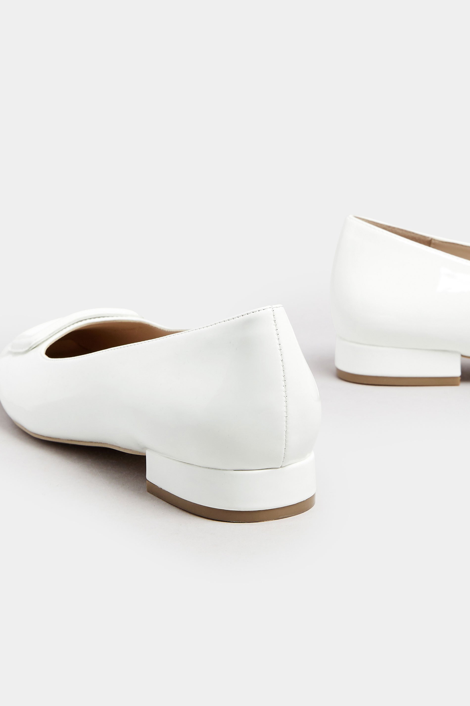 LTS White Patent Square Toe Flats In Standard Fit | Long Tall Sally 5