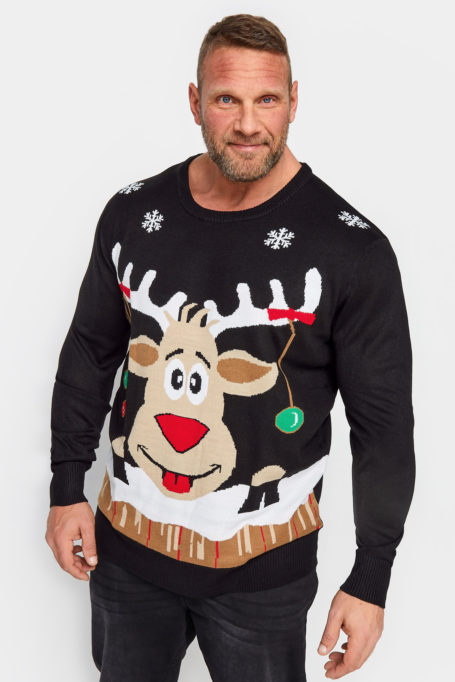 KAM Black Rudolph Christmas Jumper | BadRhino 1