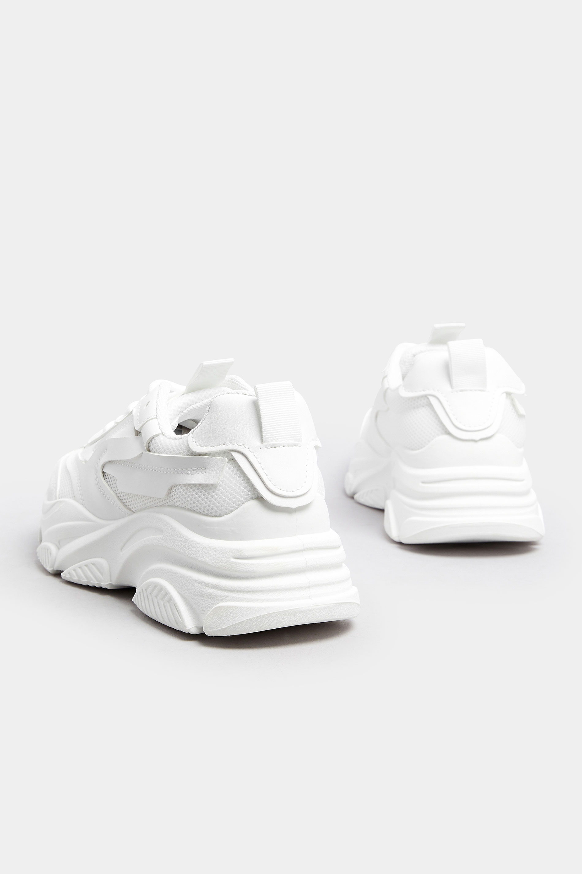 White Chunky Lace Up Trainers In Standard Fit | Yours Clothing 4