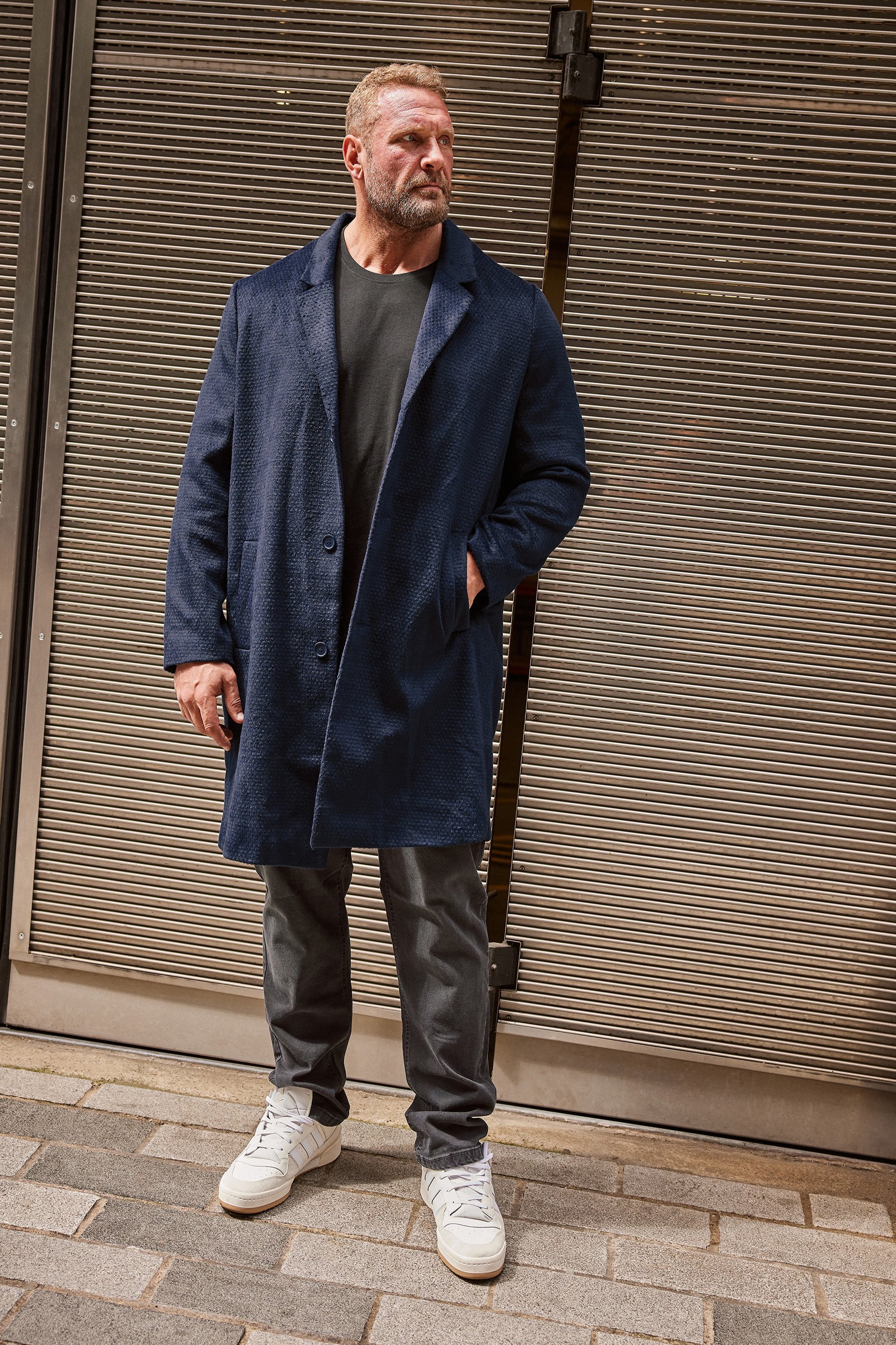 BadRhino Big & Tall Navy Blue Single Breasted Coat | BadRhino 1