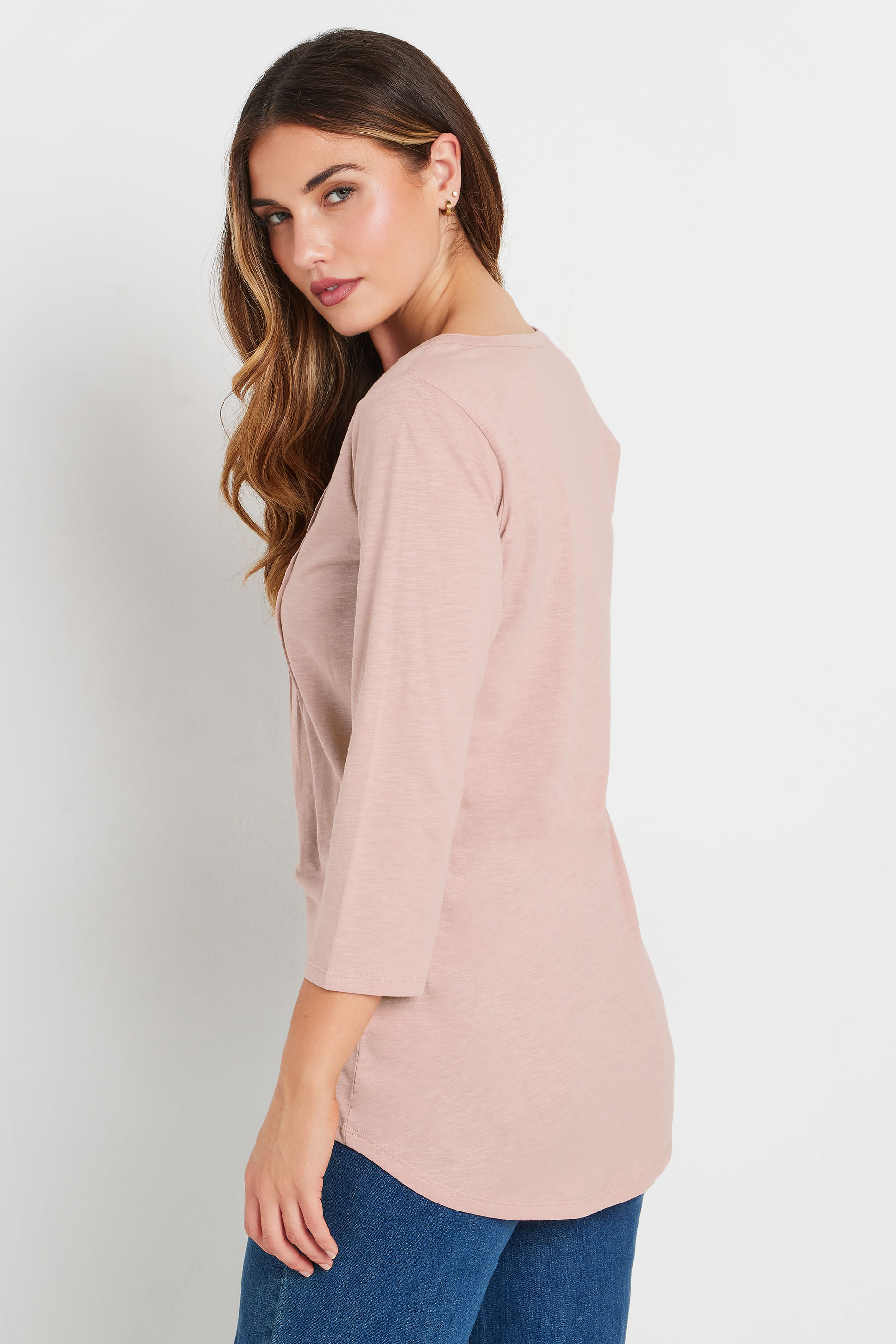 LTS Tall Light Pink Henley Top | Long Tall Sally
