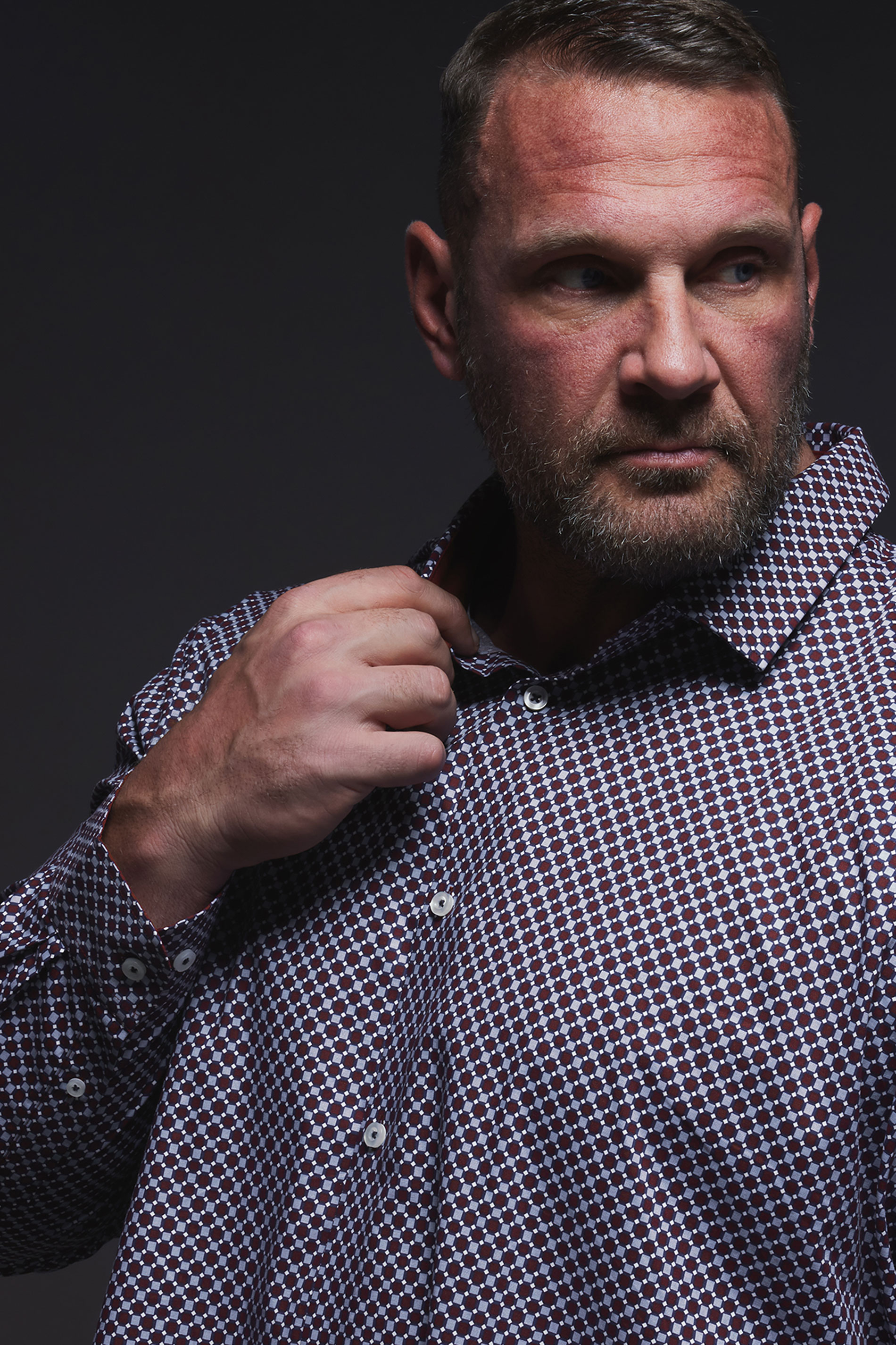 BadRhino Tailoring Big & Tall Navy Blue & Red Geometric Print Formal Shirt | BadRhino 1