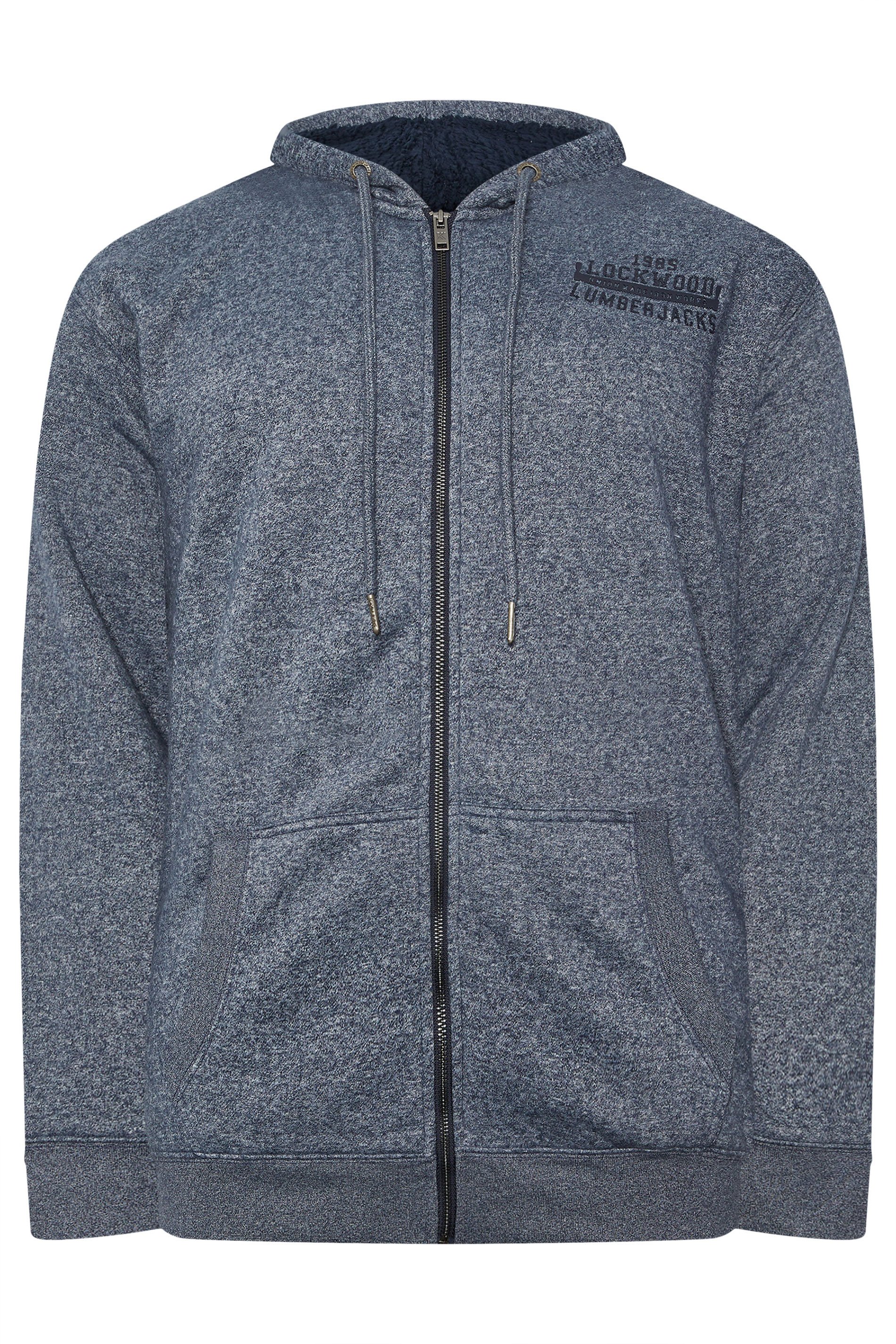 KAM Big & Tall Navy Blue Lumberjack Fleece Lined Hoodie | BadRhino 1