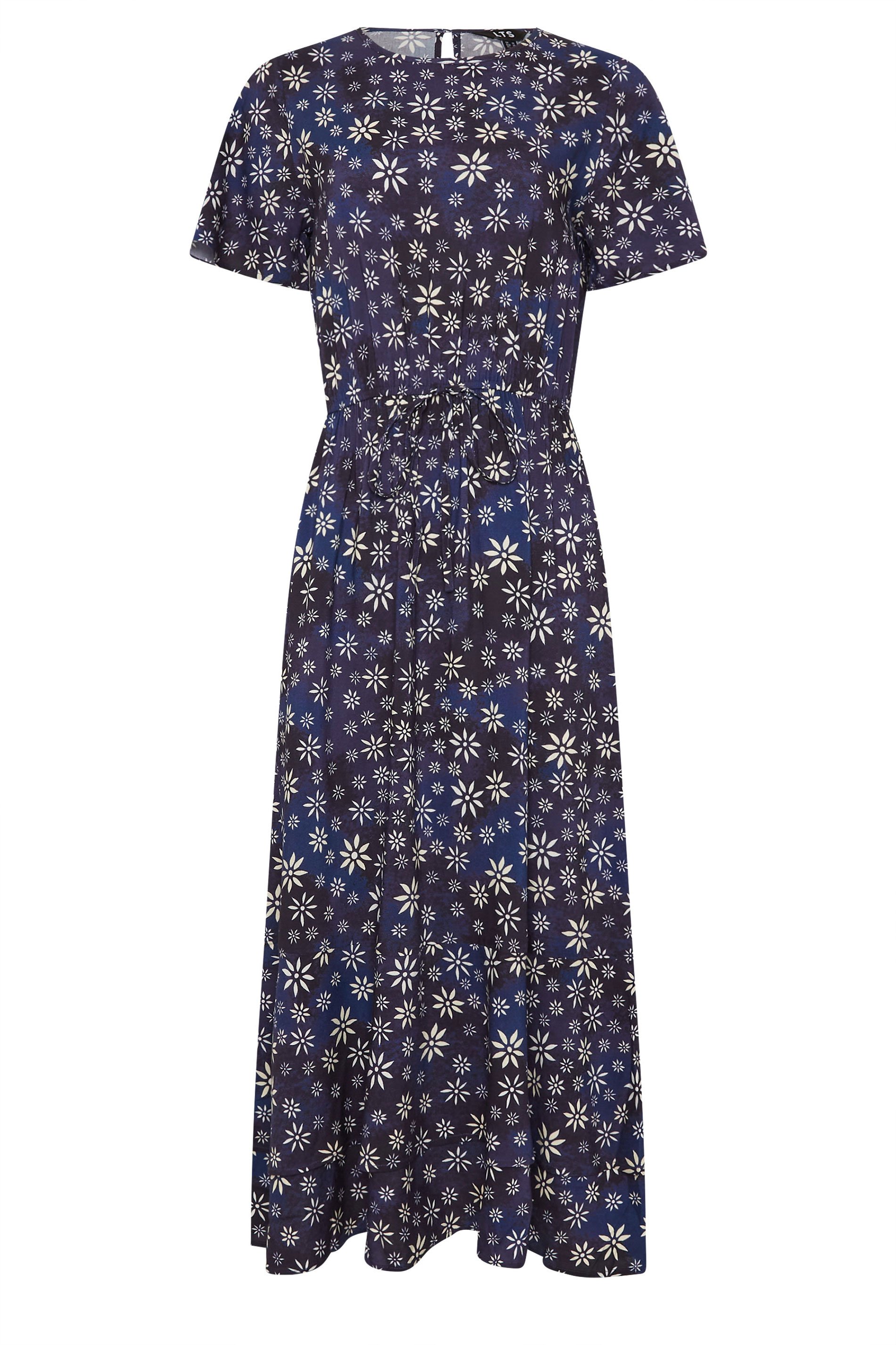 LTS Tall Navy Blue Woven Ditsy Floral Tie Waist Dress | Long Tall Sally 5