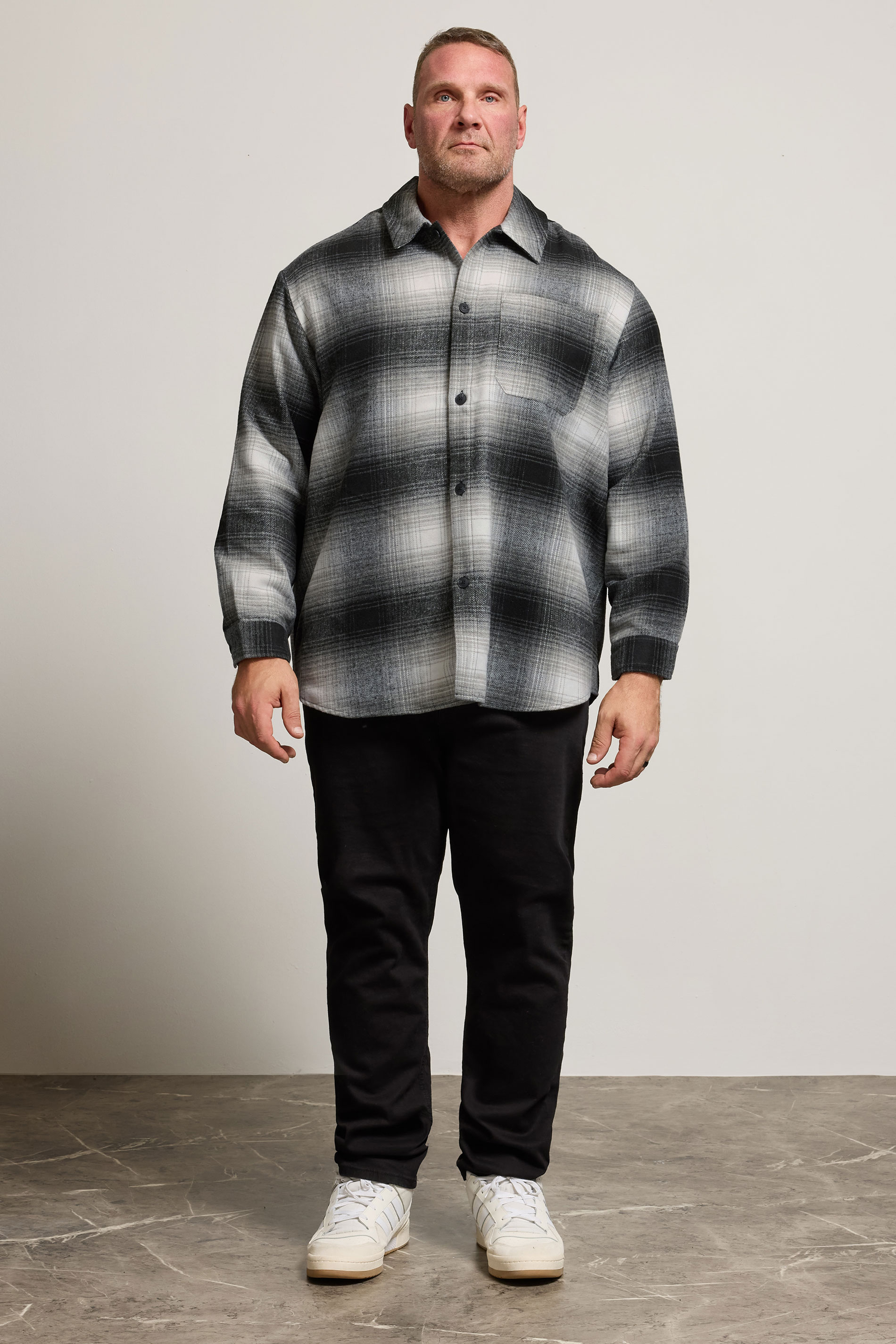 JACK & JONES Big & Tall Black Check Overshirt | BadRhino 2