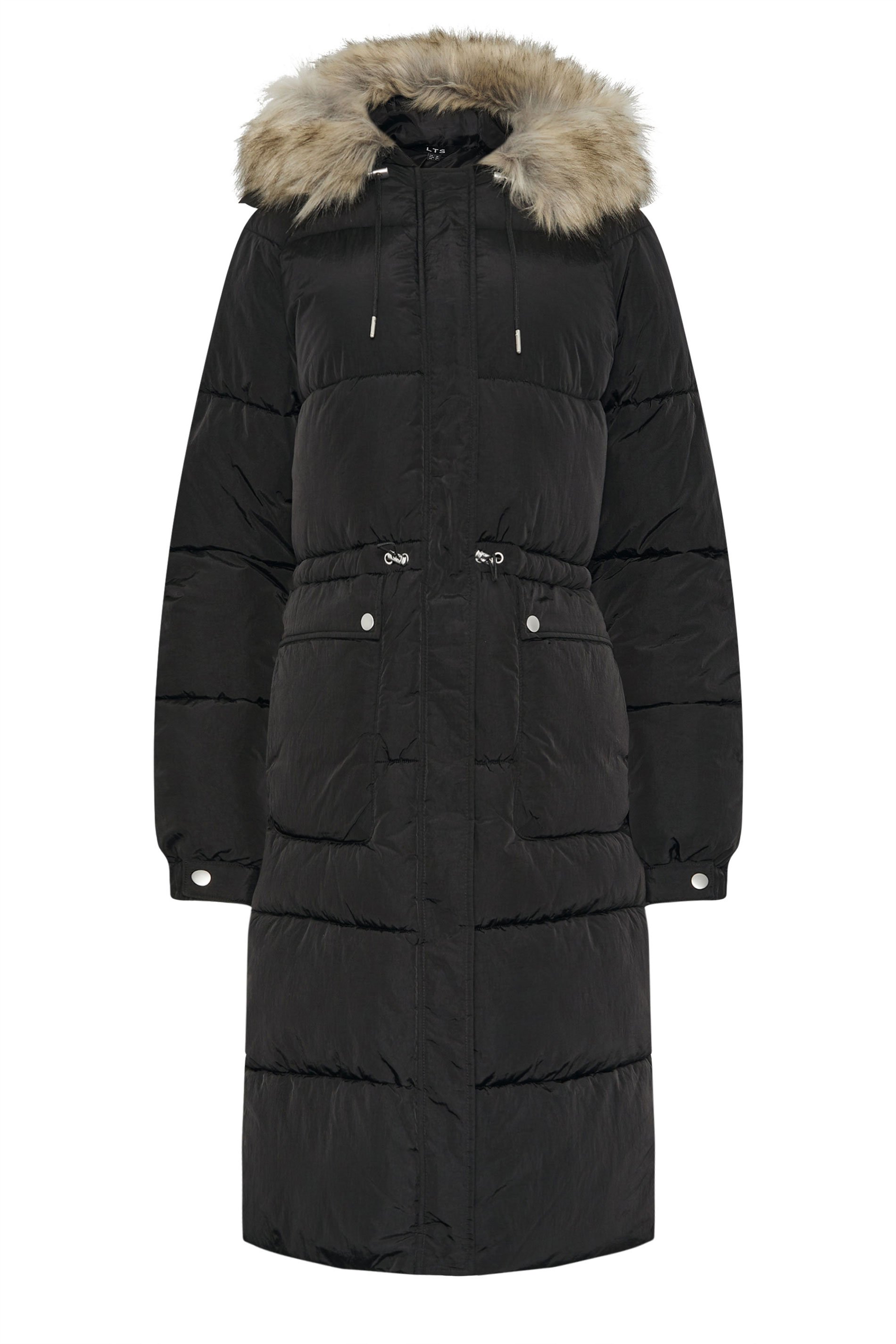 LTS Tall Black Padded Midi Coat | Long Tall Sally 5
