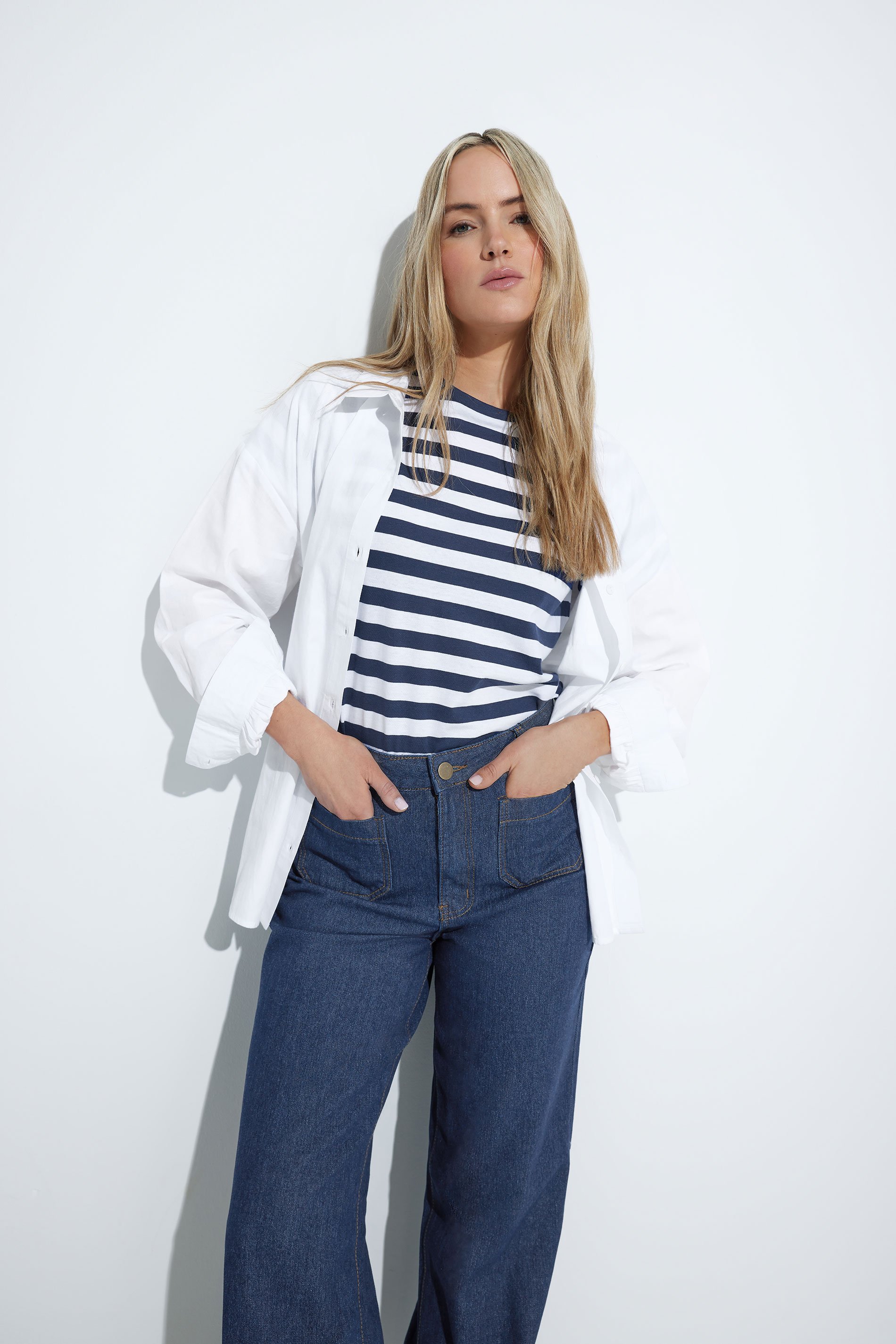 LTS Tall Navy Blue Striped T-shirt | Long Tall Sally 1