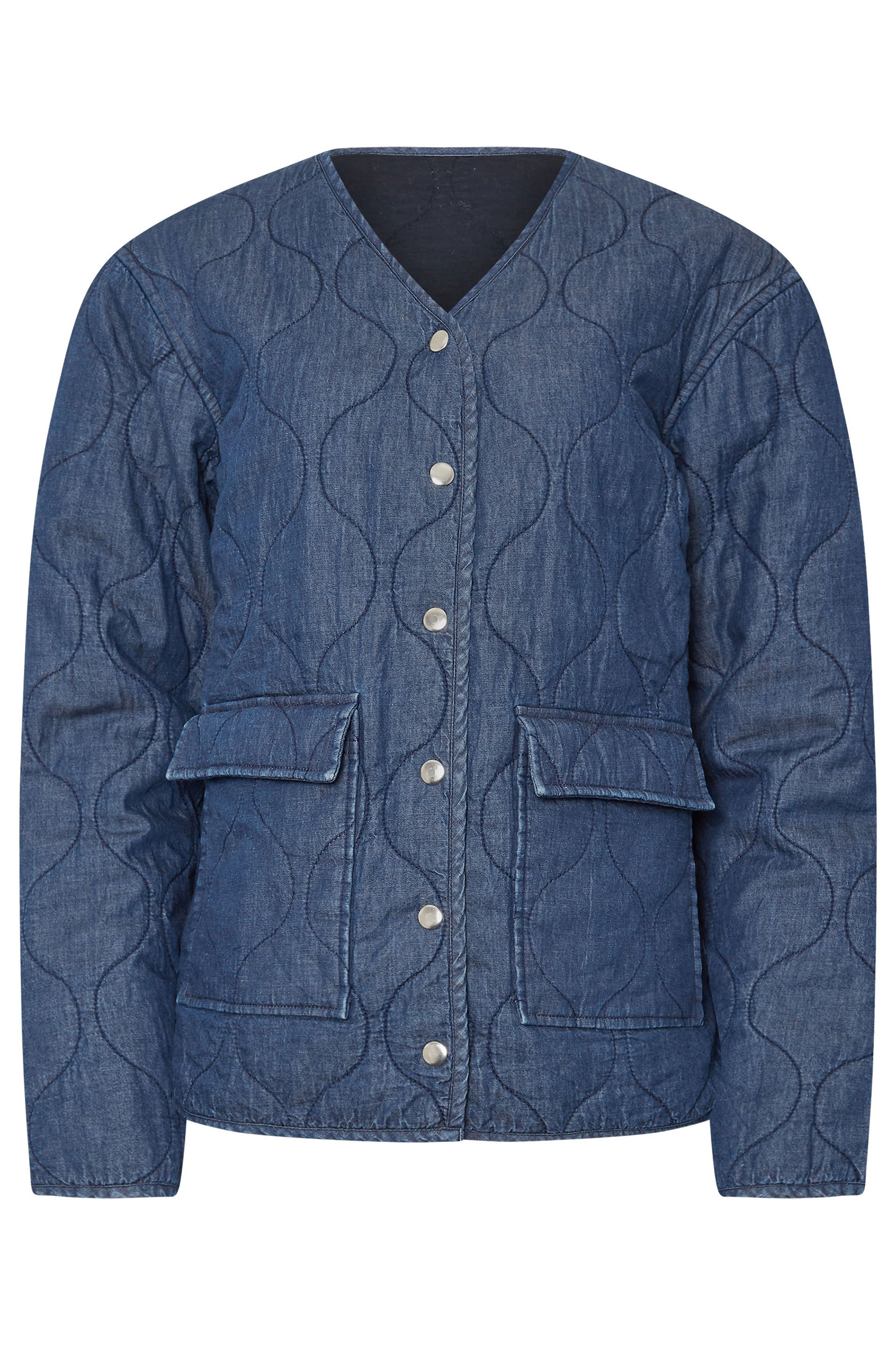 LTS Tall Dark Blue Denim Quilted Jacket | Long Tall Sally 6