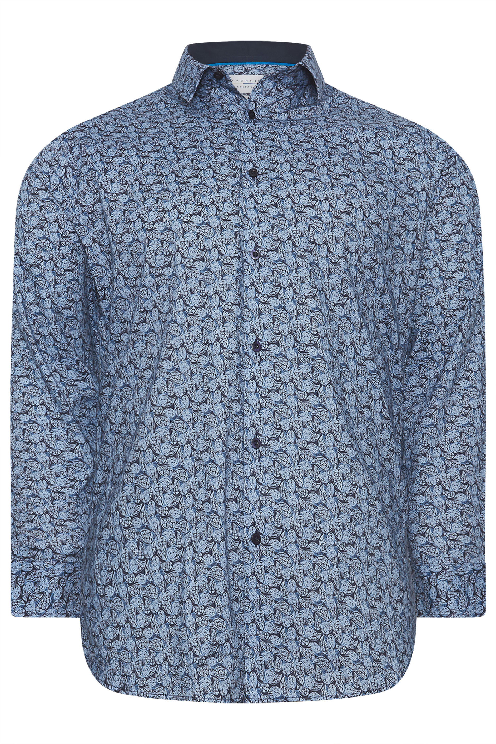 BadRhino Tailoring Big & Tall Blue Paisley Print Formal Shirt | BadRhino 3