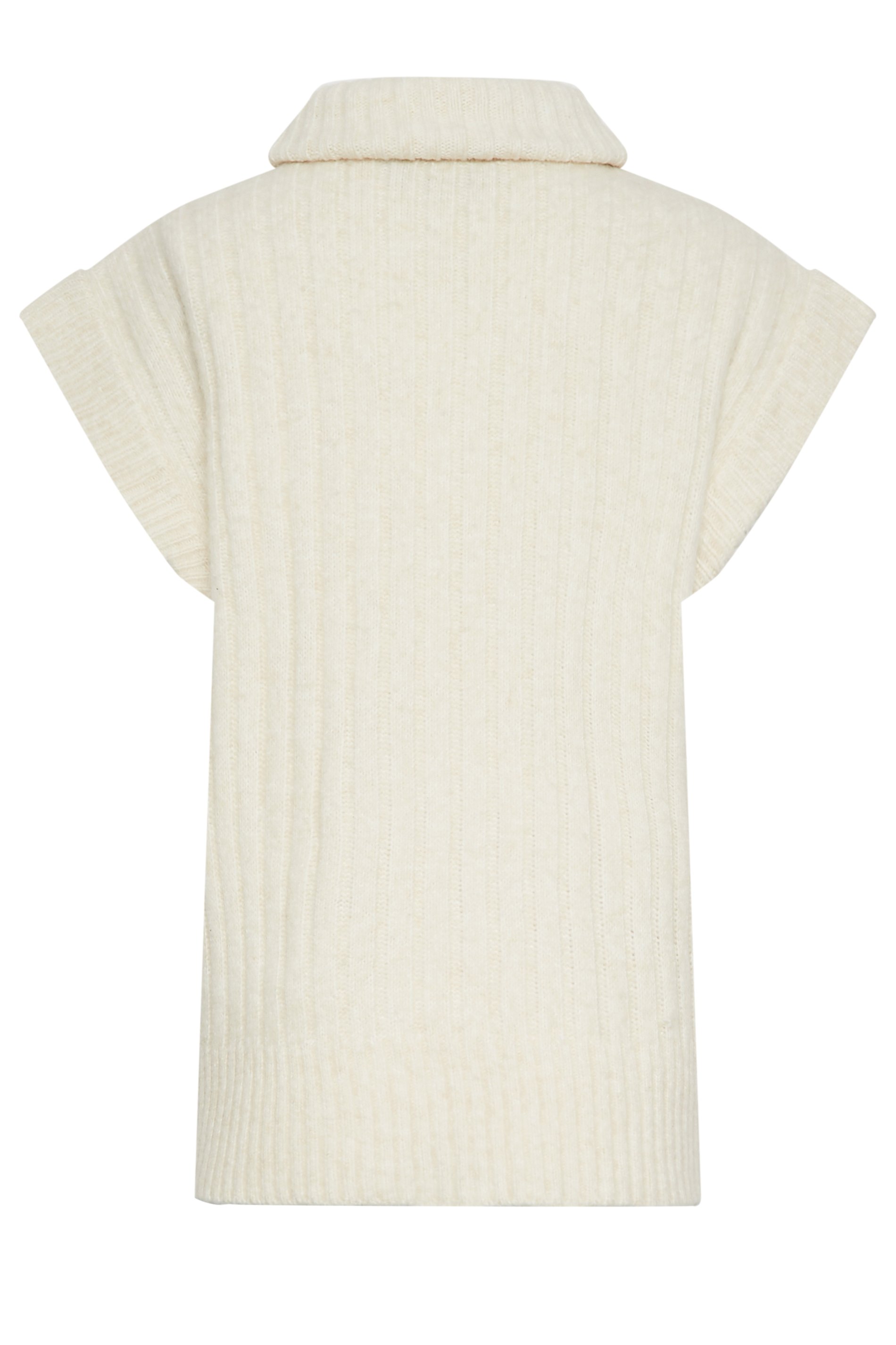 LTS Tall Ivory White Ribbed Roll Neck Knitted Sweater Vest | Long Tall Sally  7