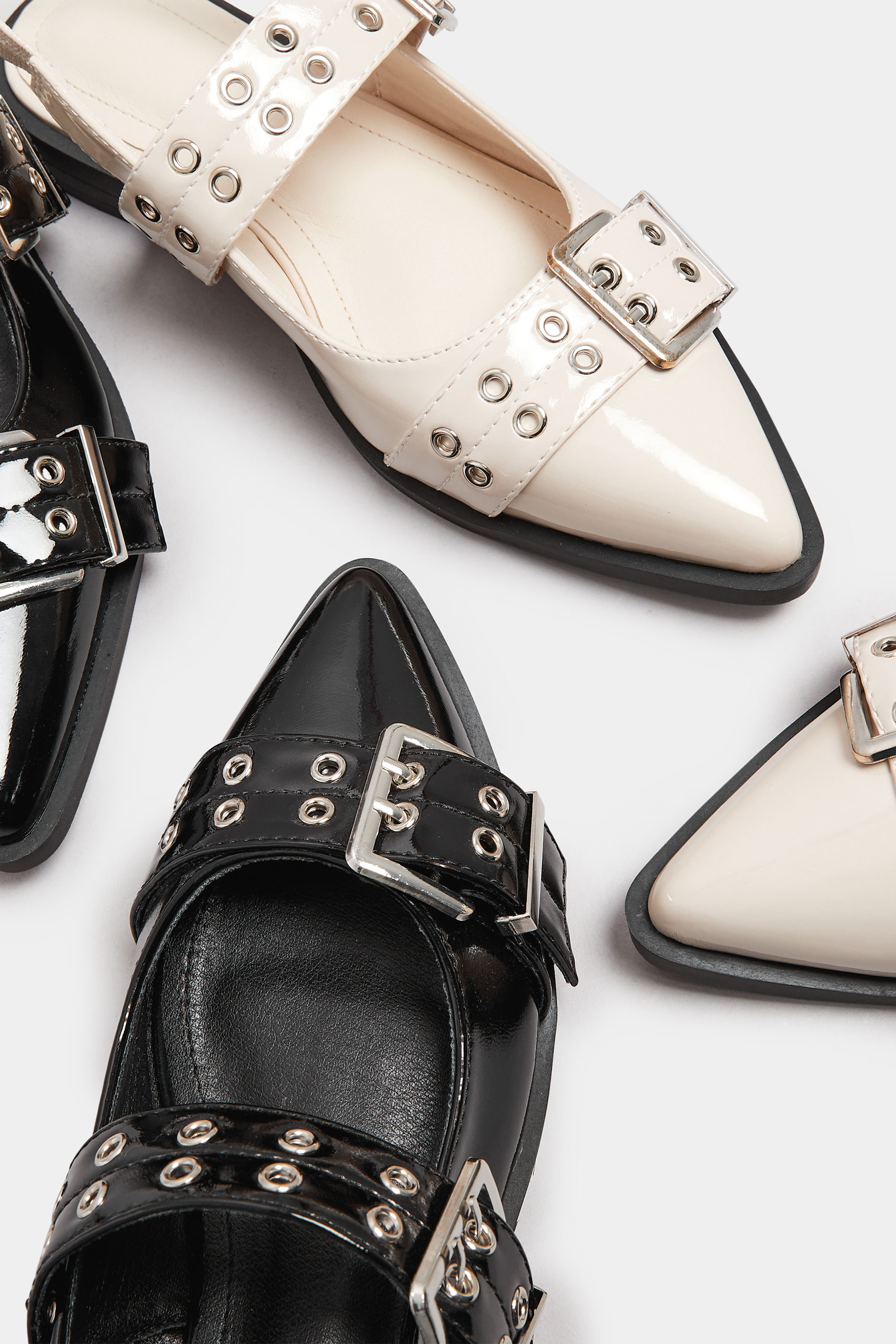 Black Buckle Detail Pointed Slingback Flats In Wide E Fit | Yours Clothing 7