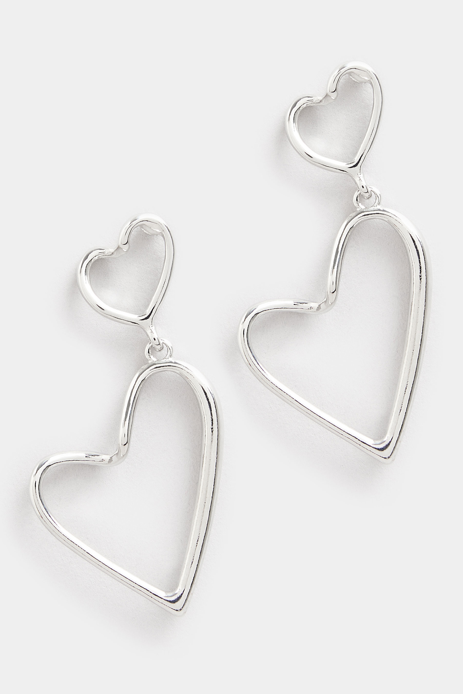 Silver Tone Heart Drop Earrings | Yours Clothing 3