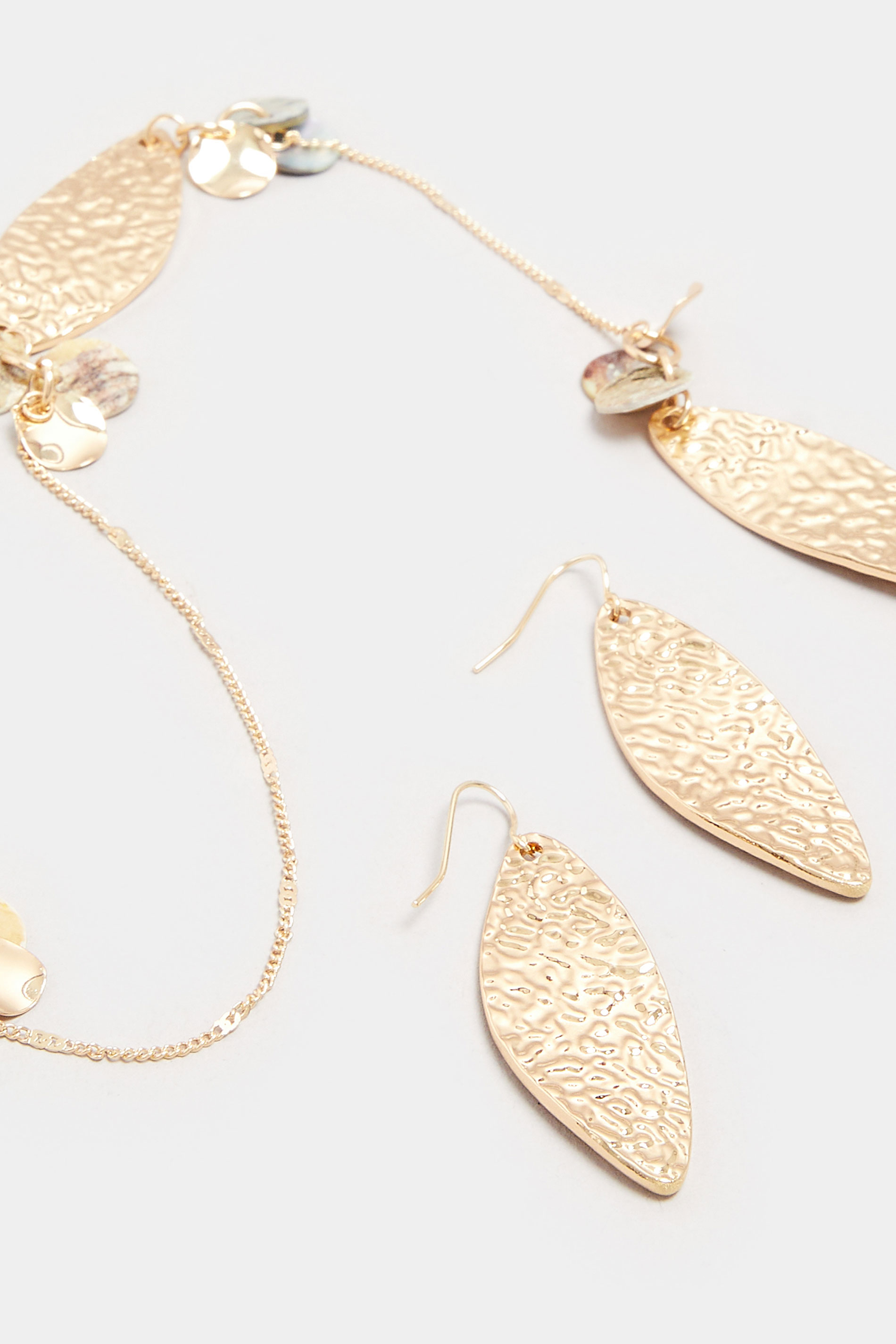 Gold Tone Leaf Necklace & Earrings Set | Yours Clothing 3