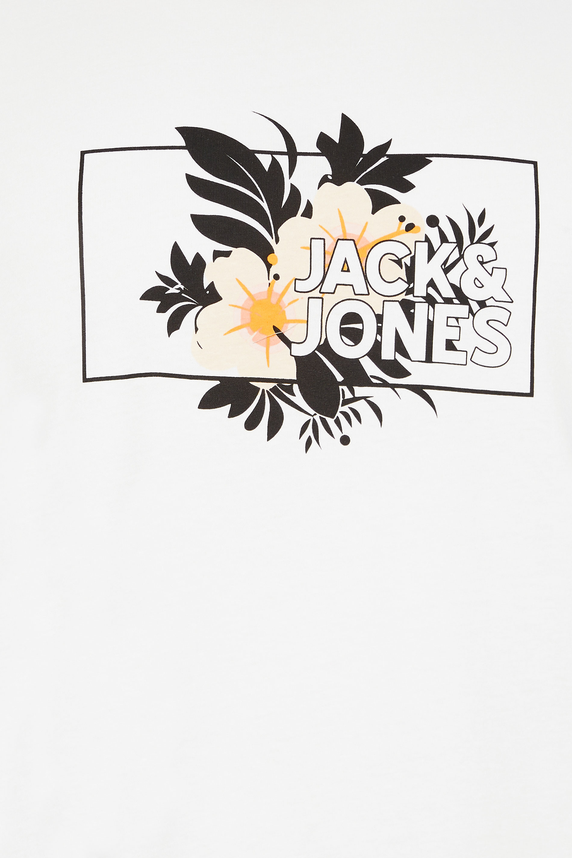 JACK & JONES White Floral Logo Crew Neck T-Shirt | BadRhino 2