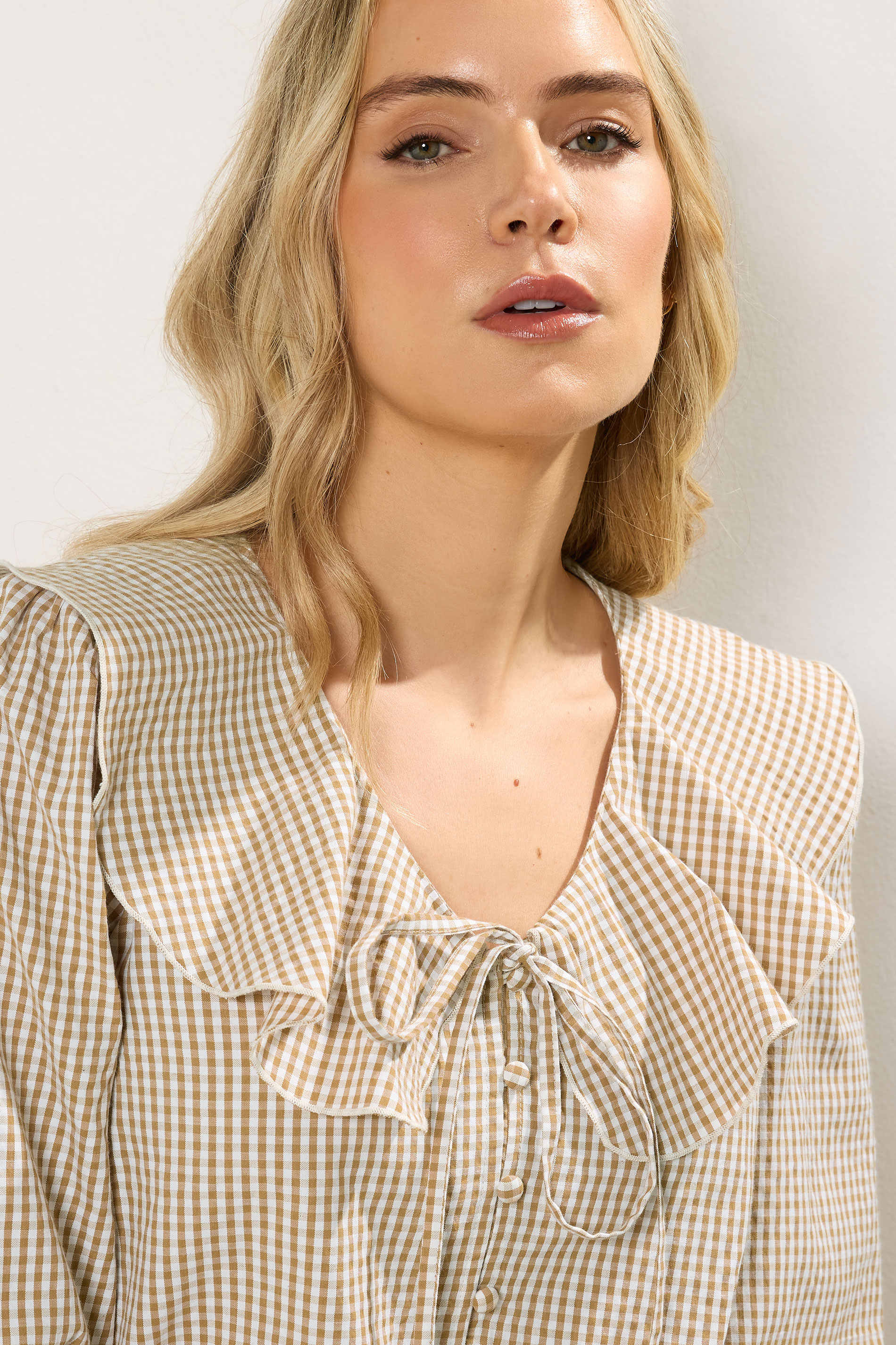 LTS Tall Women's Brown Gingham Check Cotton Collar Shirt | Long Tall Sally 5