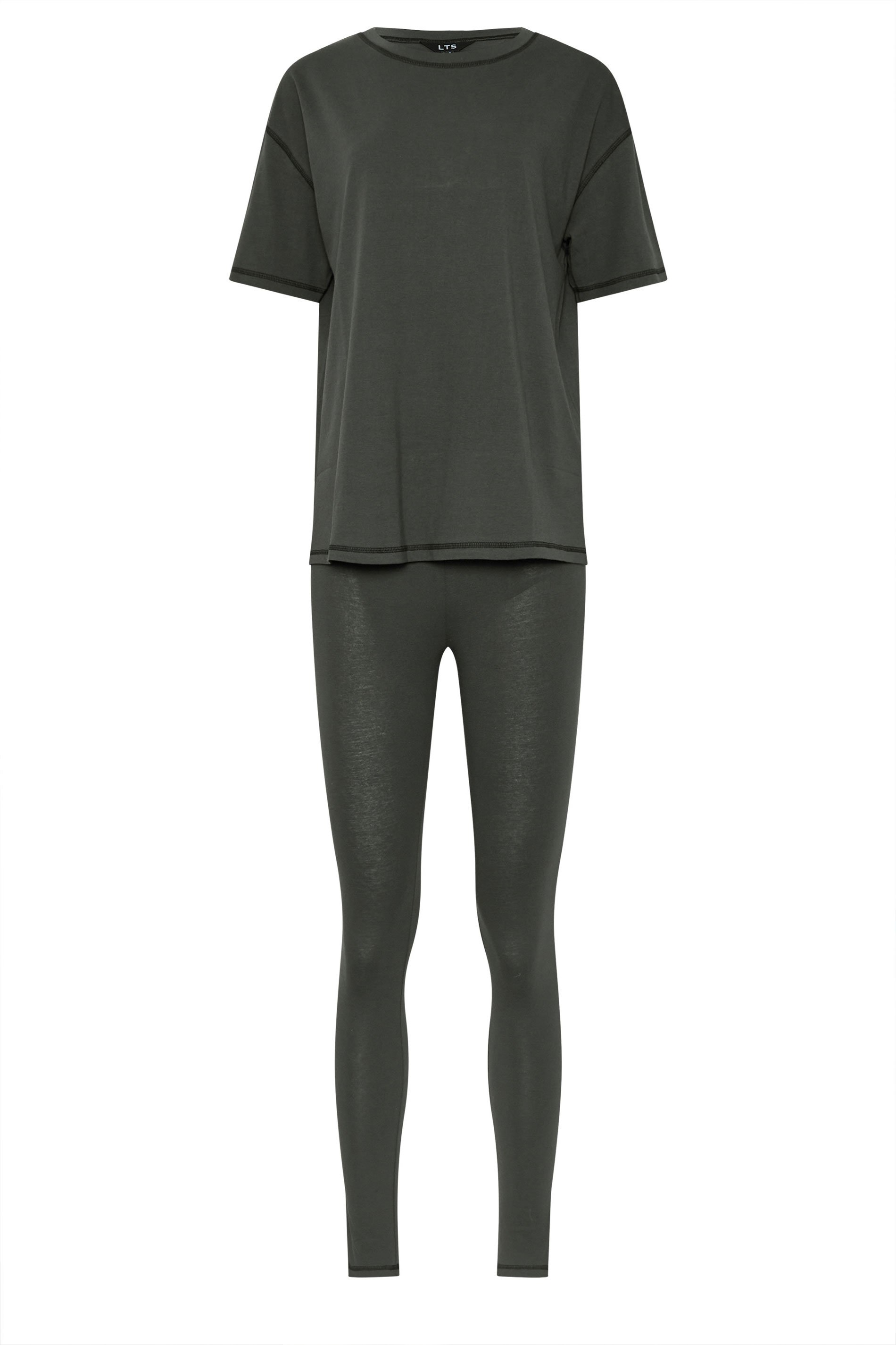 LTS Tall Grey Contrast Stitch Leggings & T-Shirt Set | Long Tall Sally 5