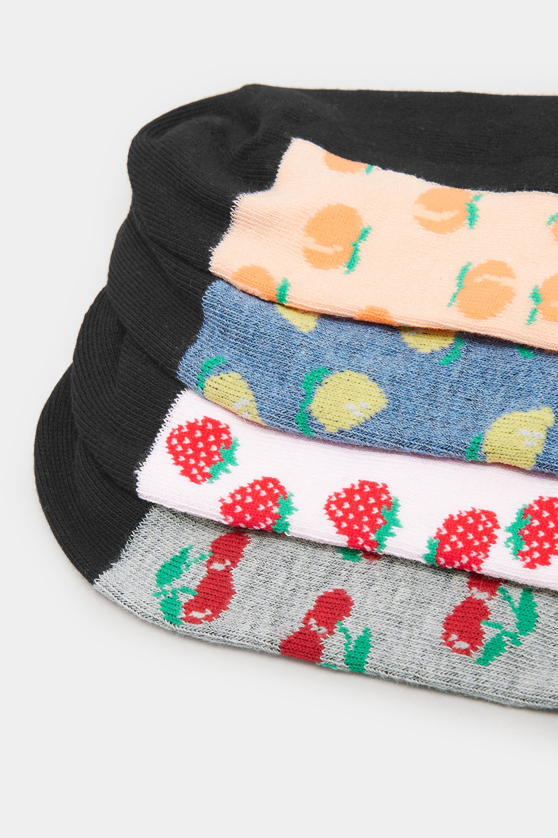 YOURS 4 PACK Plus Size Black Mixed Fruit Trainer Liner Socks | Yours Clothing 7