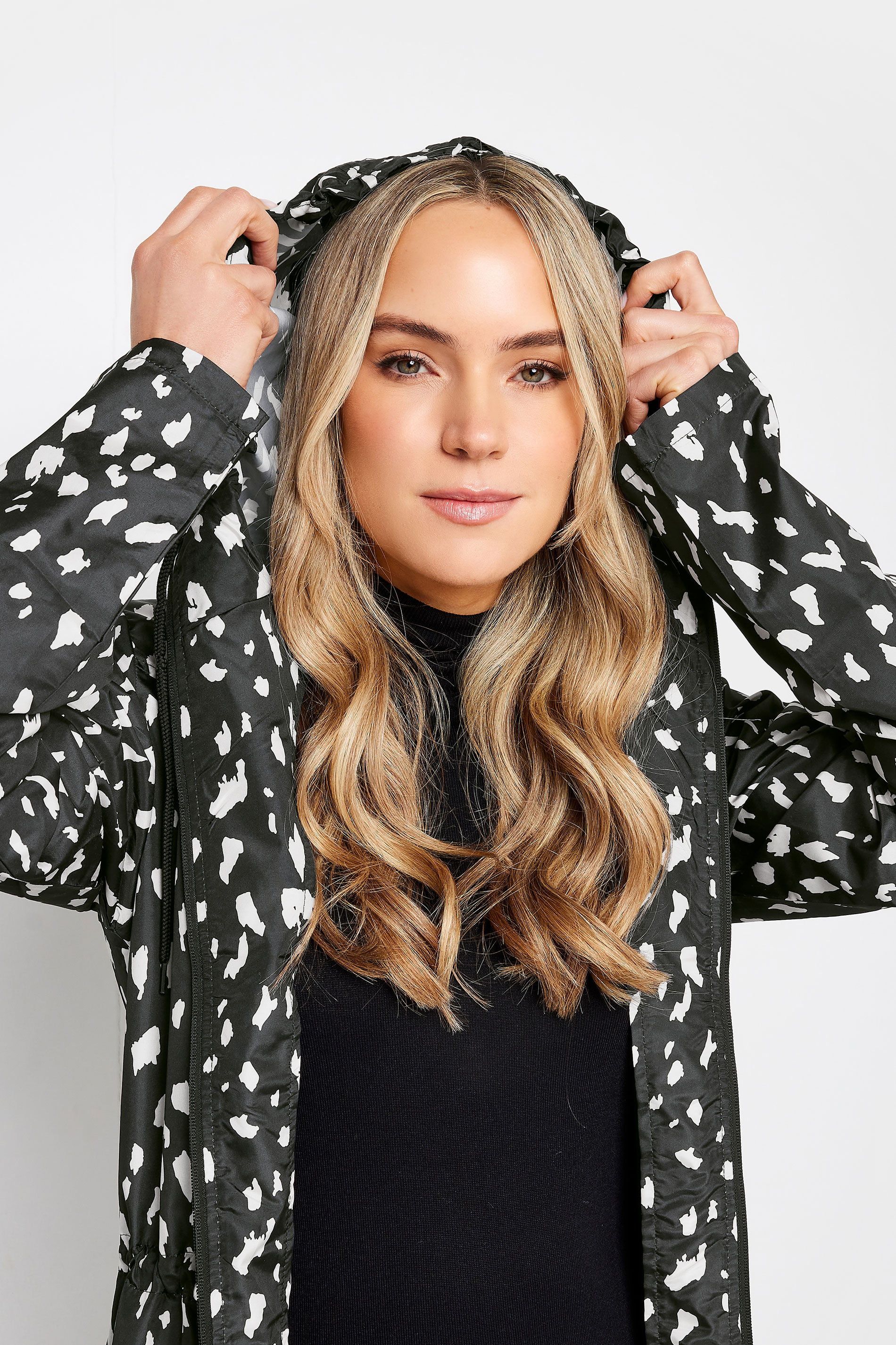 LTS Tall Women's Black Dalmatian Print Pocket Parka | Long Tall Sally  4