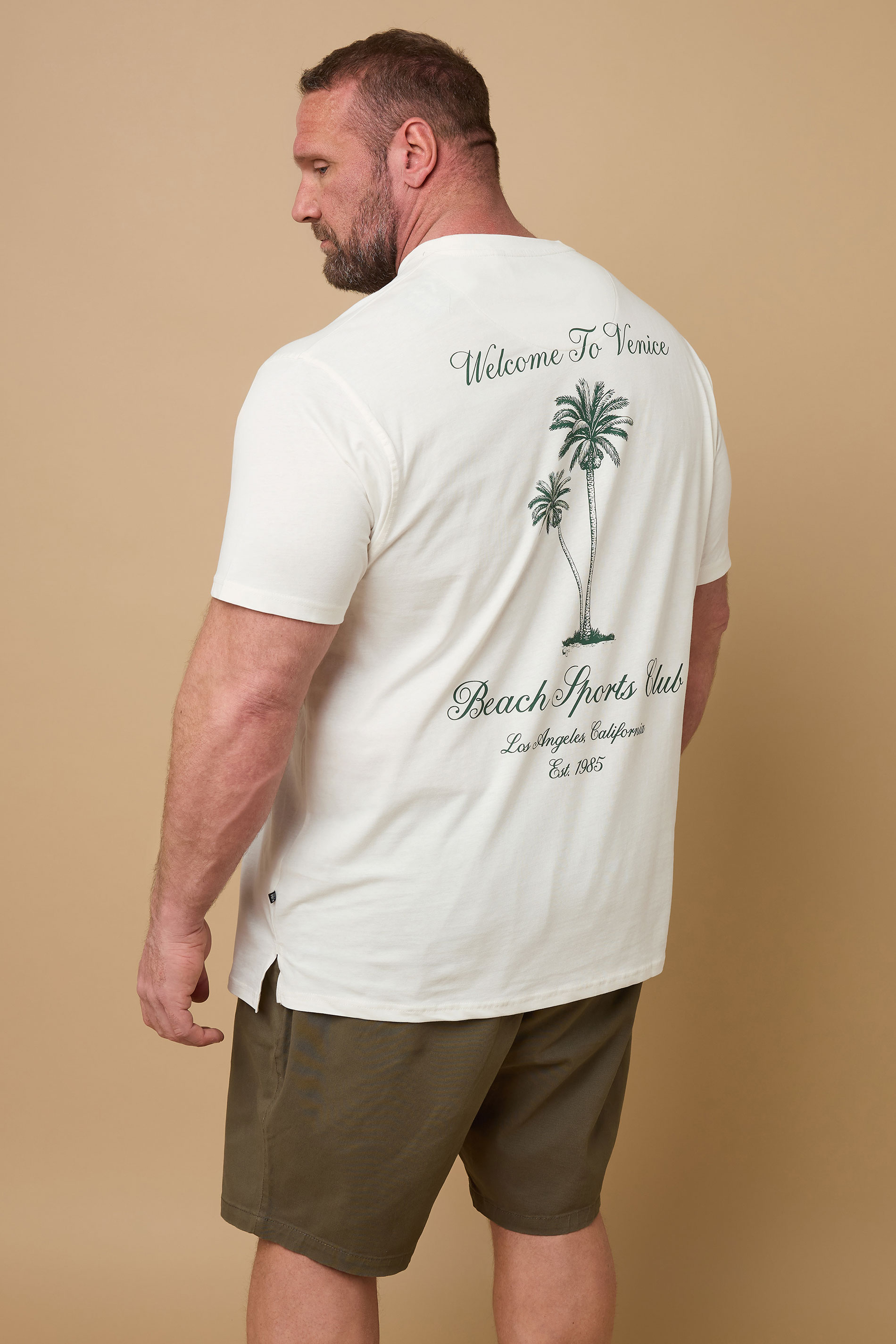 KAM Big & Tall White 'Venice Beach' Reverse Print T-Shirt | BadRhino 2
